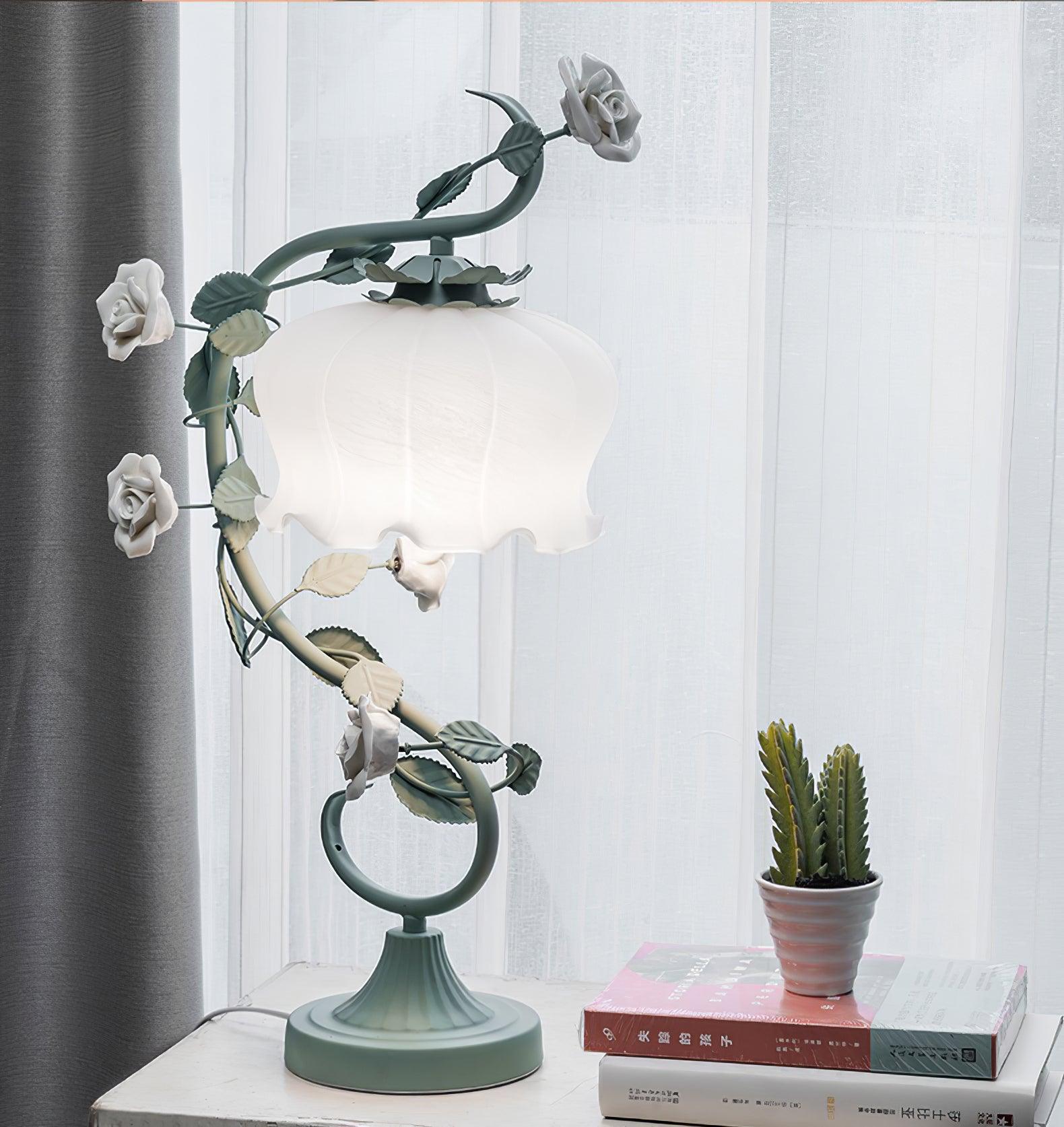 Rose Glass Gooseneck Table Lamp 12.2