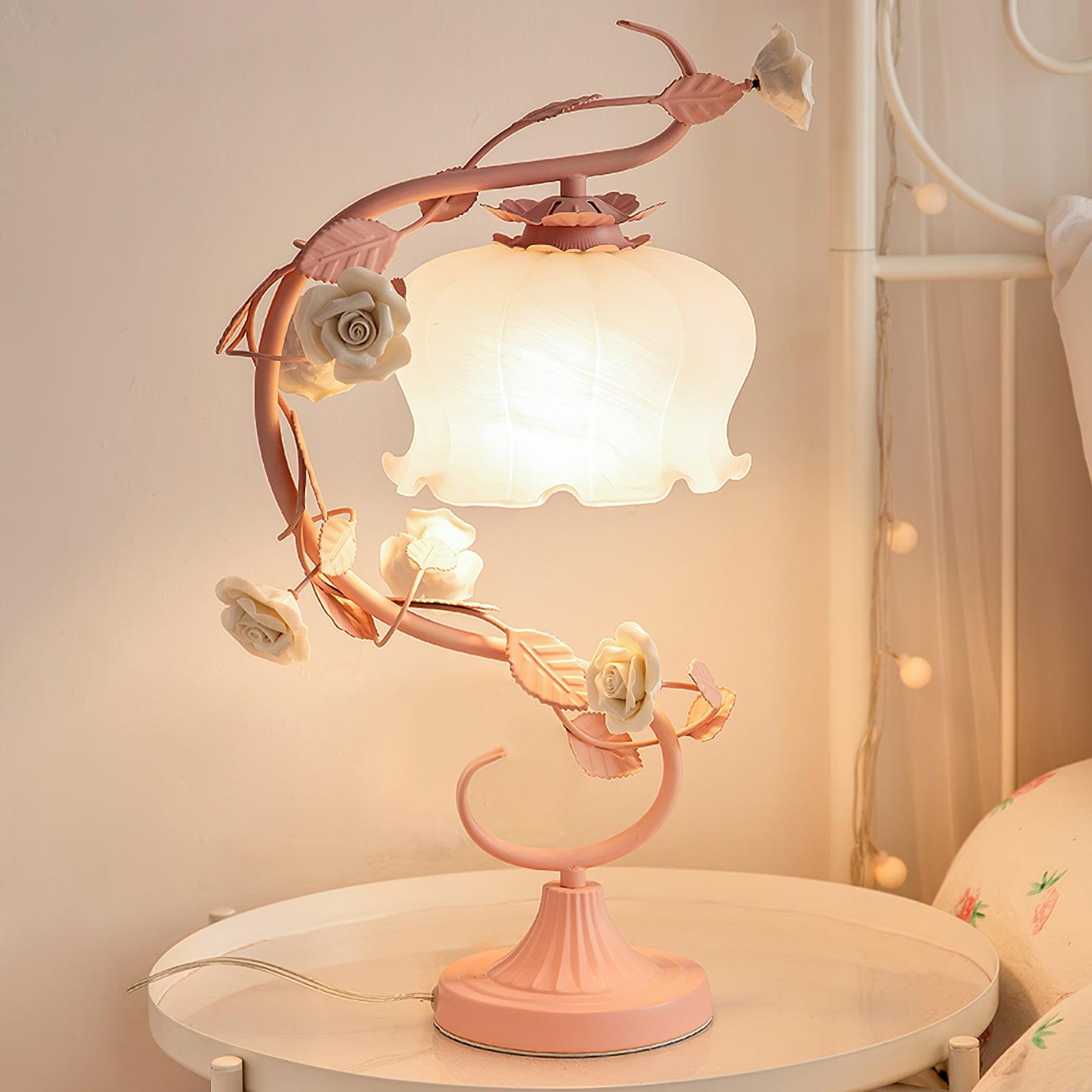 Rose Glass Gooseneck Table Lamp 12.2