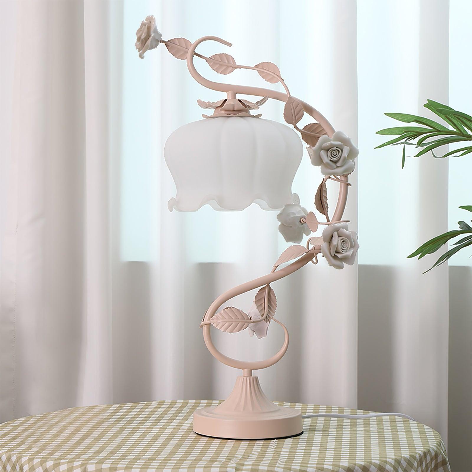 Rose Glass Gooseneck Table Lamp 12.2