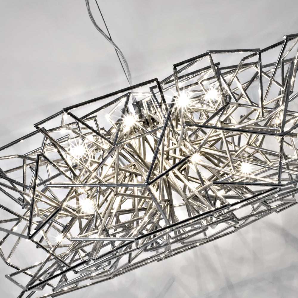 Round Geometric Silver Chandelier