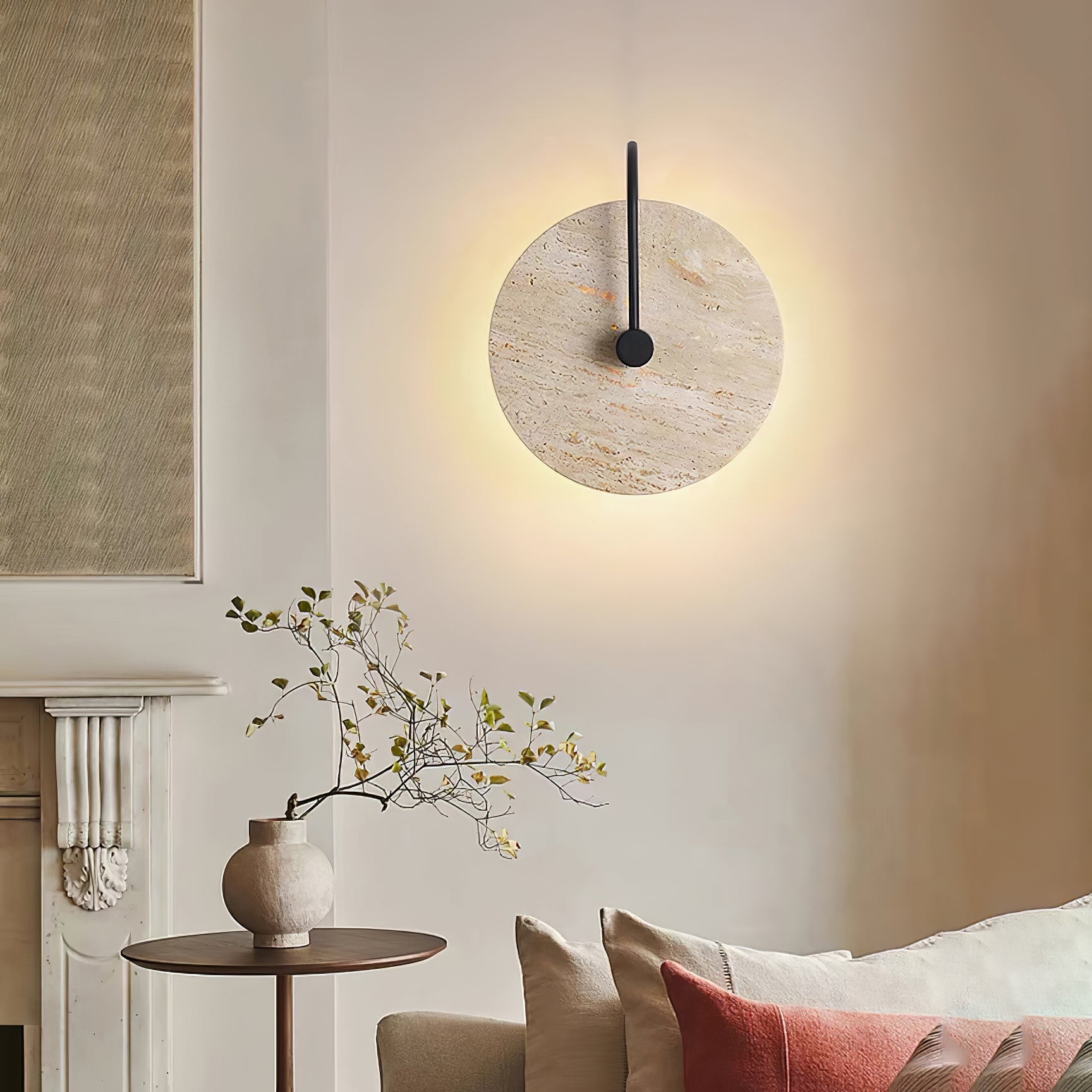 Round Travertine Wall-mounted Light Wall Lamp