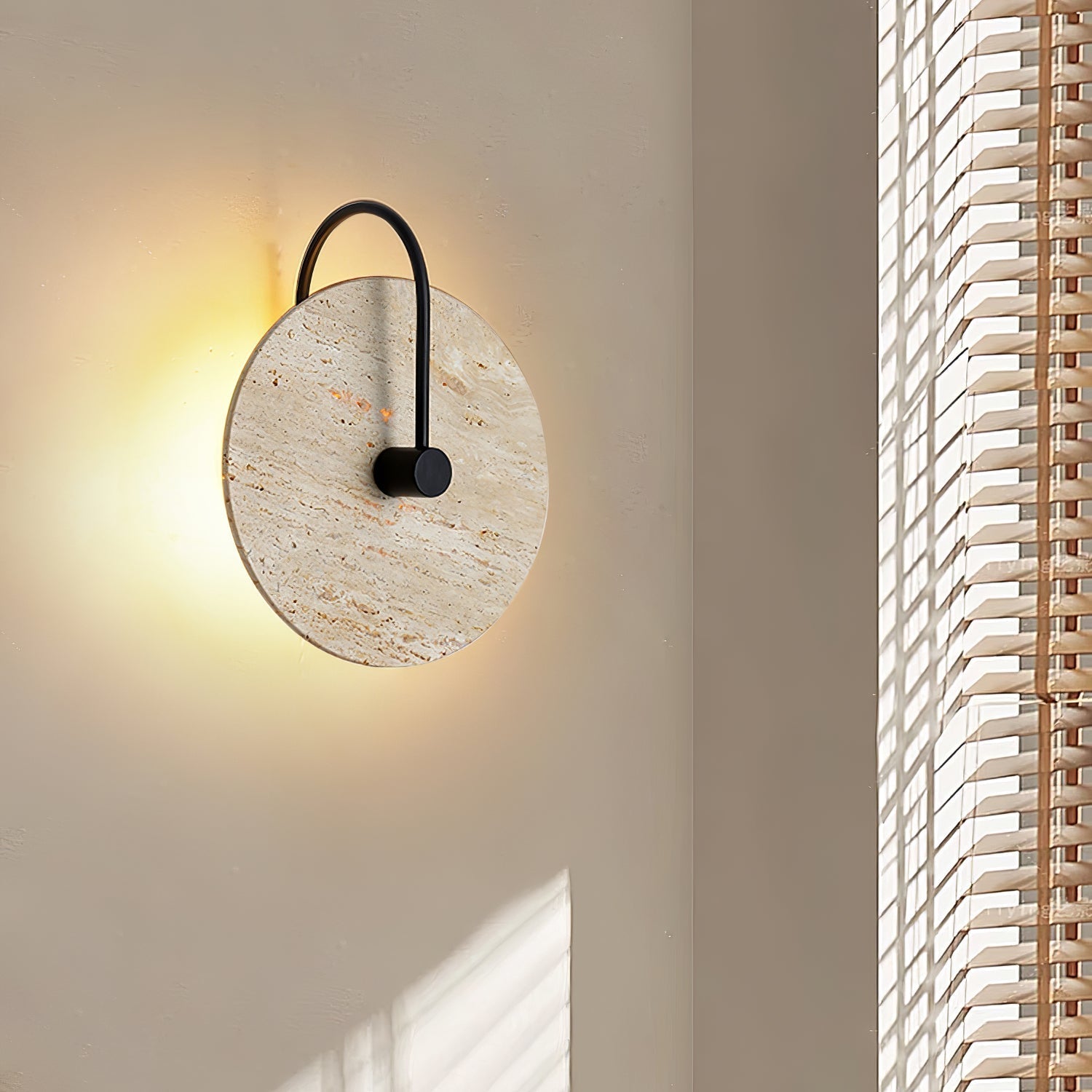 Round Travertine Wall-mounted Light Wall Lamp