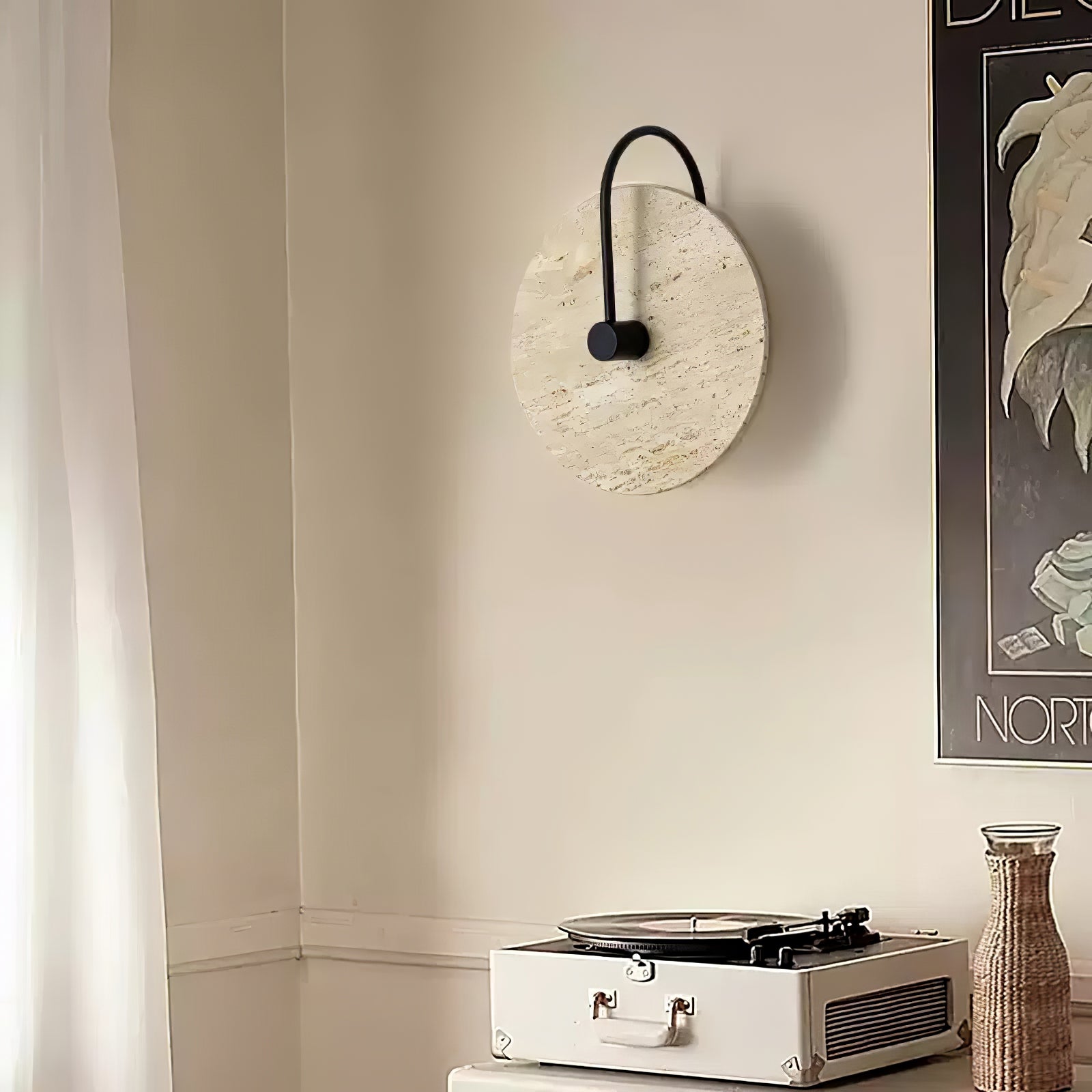 Round Travertine Wall-mounted Light Wall Lamp