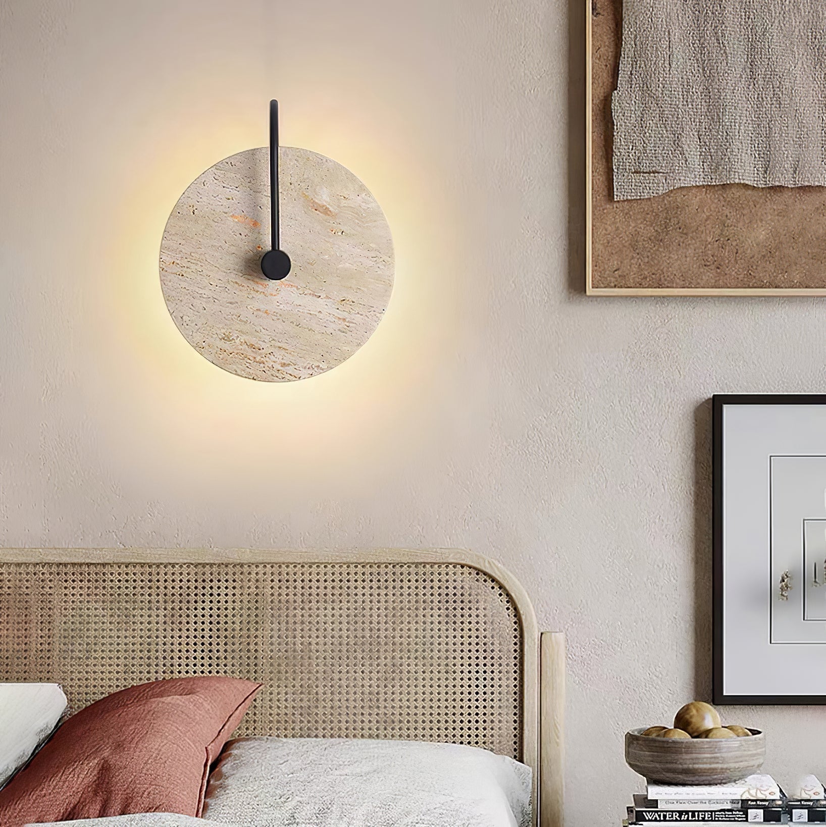 Round Travertine Wall-mounted Light Wall Lamp