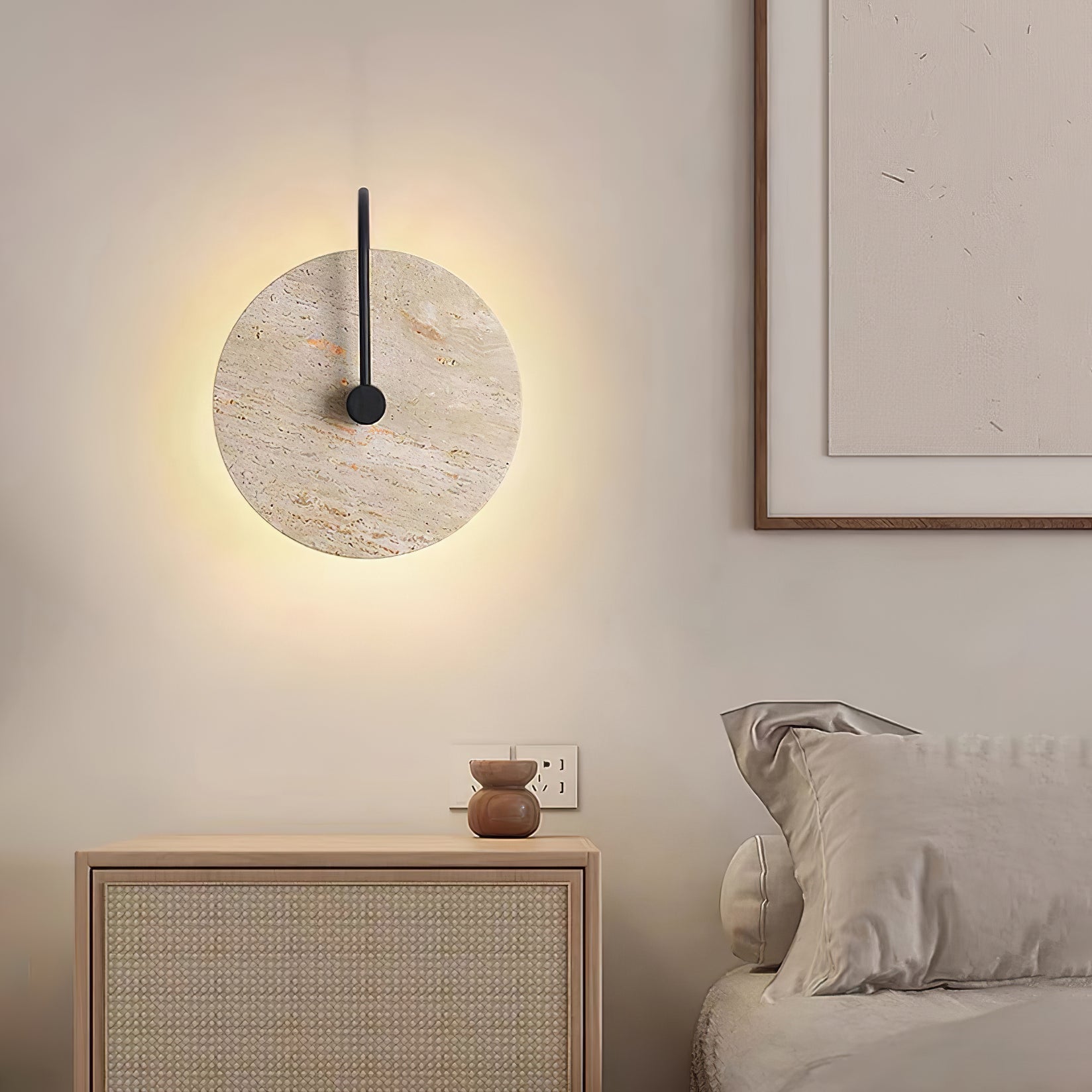 Round Travertine Wall-mounted Light Wall Lamp