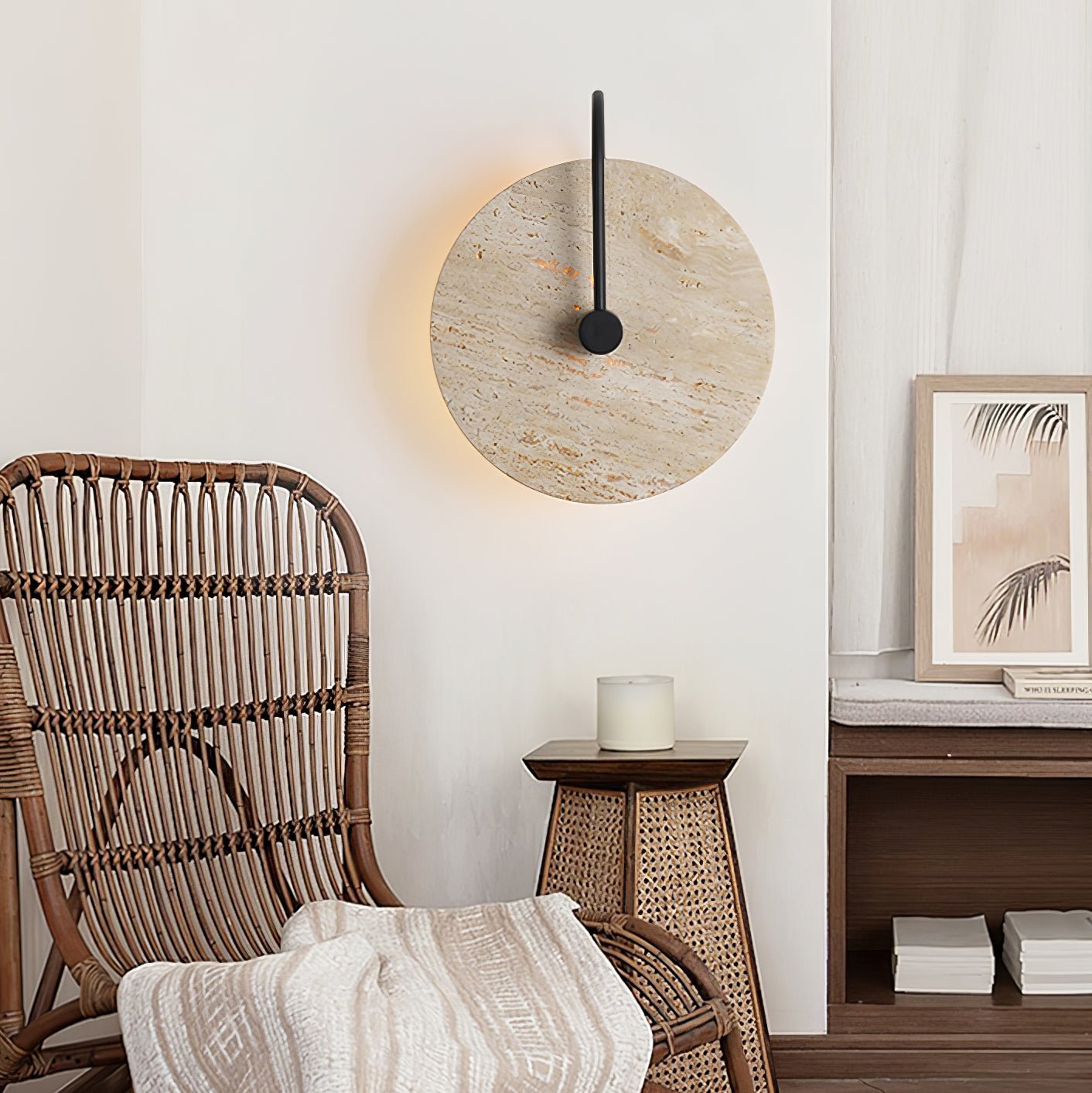 Round Travertine Wall-mounted Light Wall Lamp