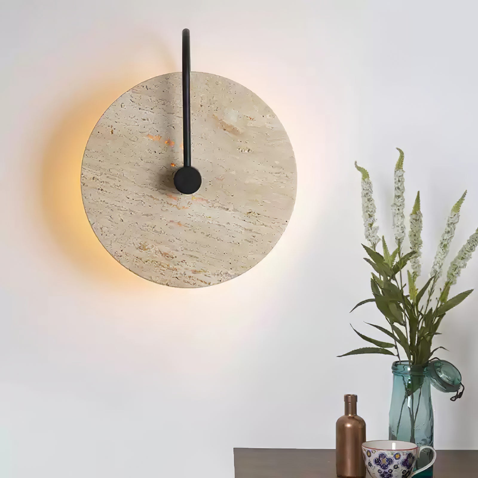 Round Travertine Wall-mounted Light Wall Lamp