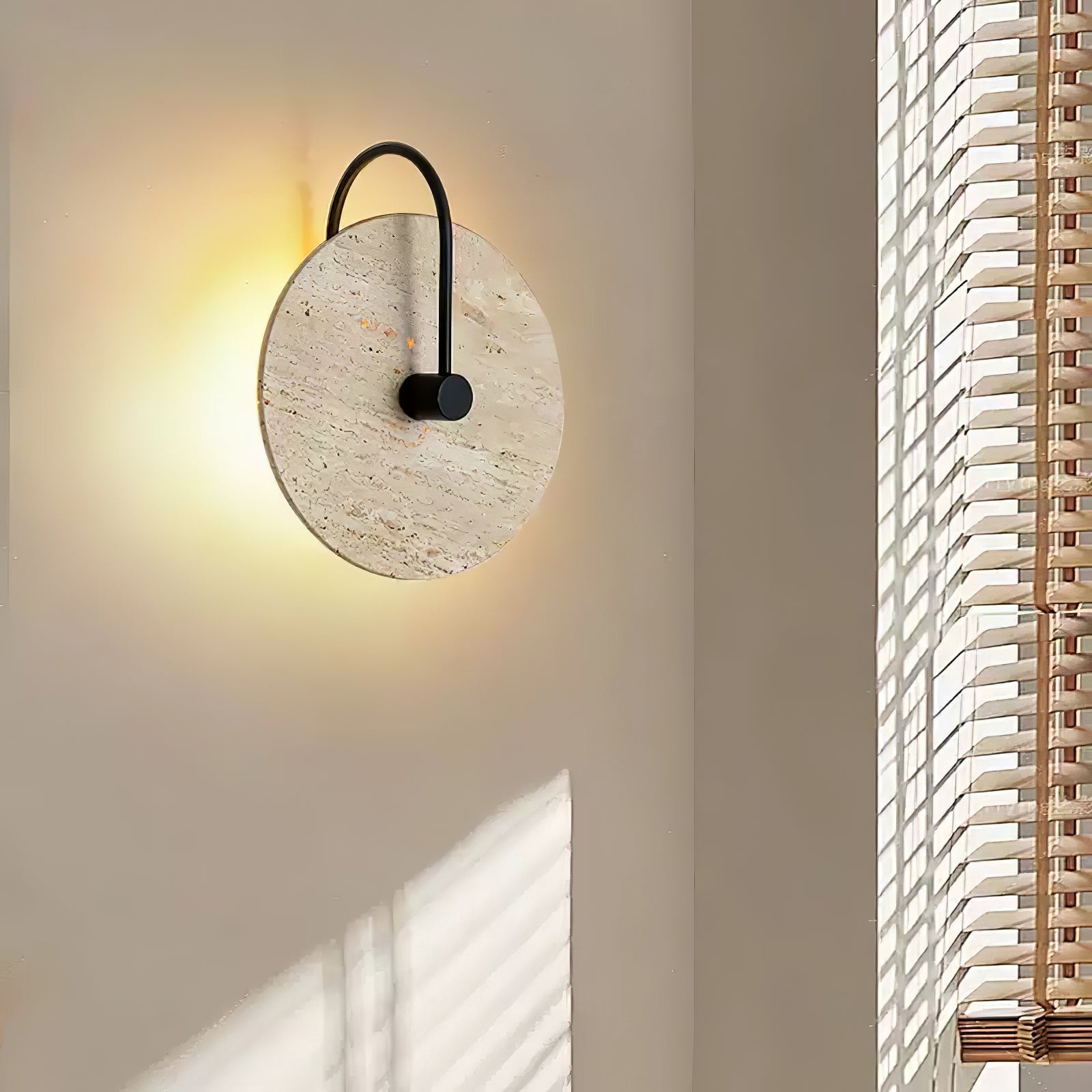 Round Travertine Wall-mounted Light Wall Lamp