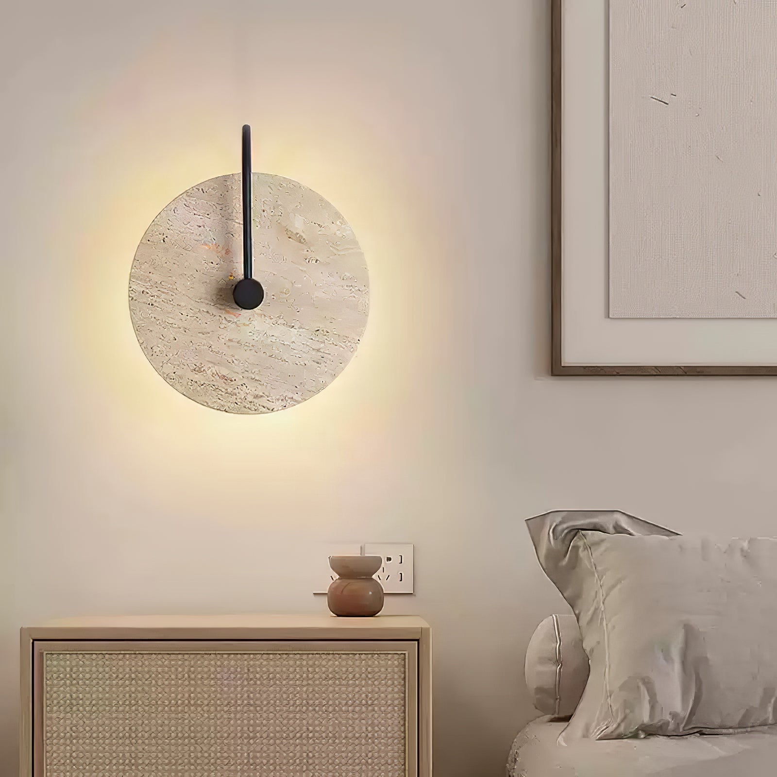 Round Travertine Wall Lamp 9.8
