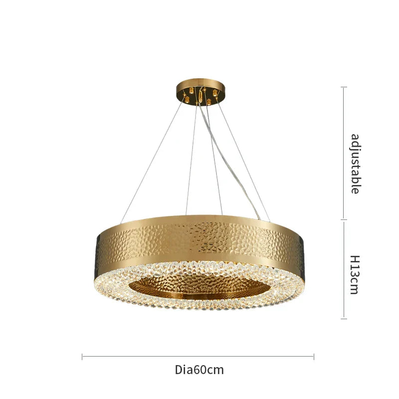 Alleri Hammered Gold & Crystal Chandelier