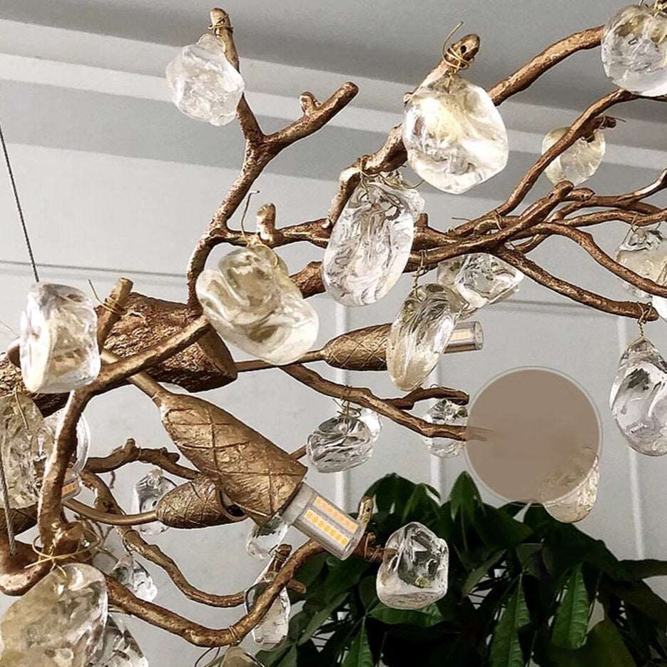Albero Copper & Natural Crystal Stone Chandelier