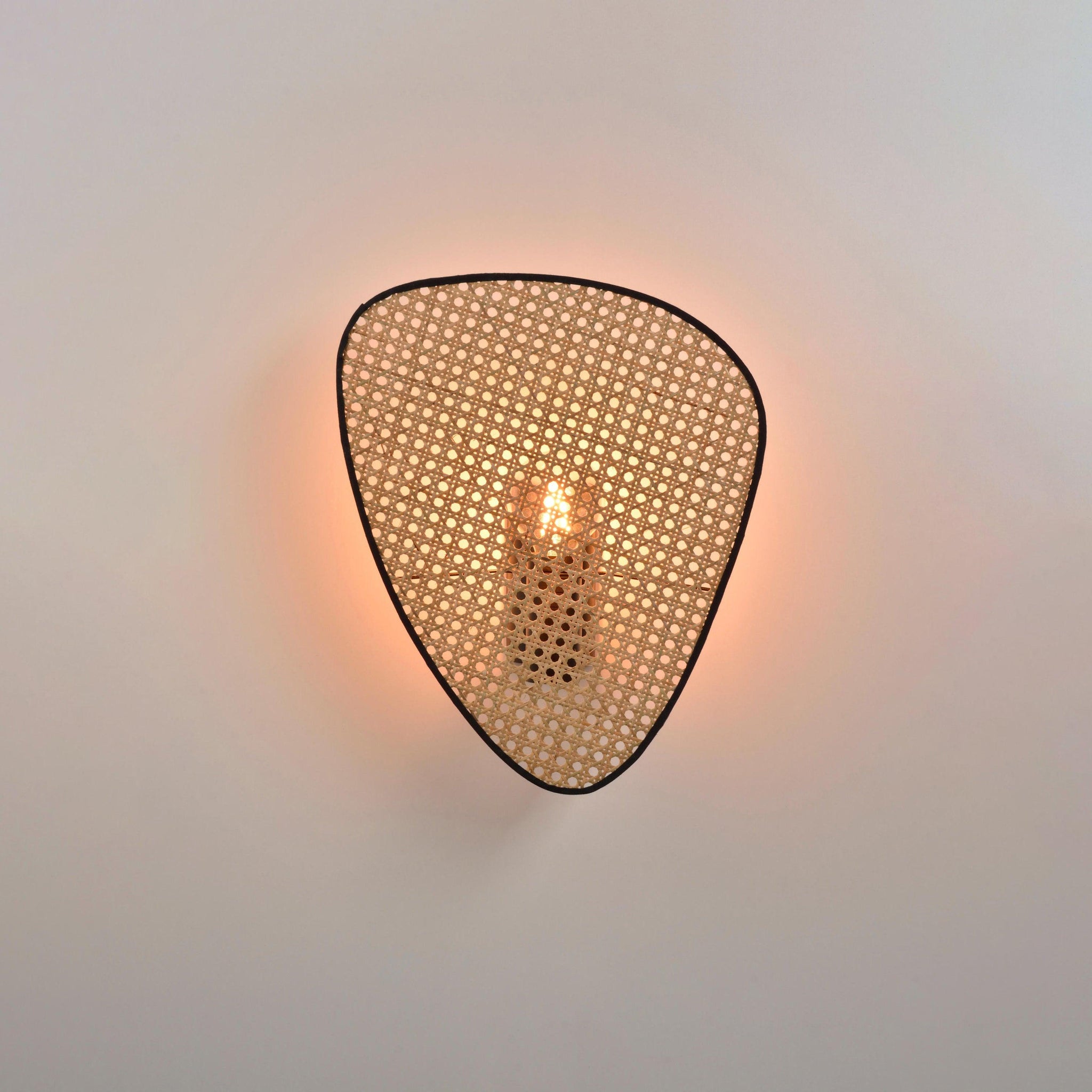Screen Cannage Wall Light - Dia 33cm x H 42cm Bamboo, Hardwired Wall Sconce