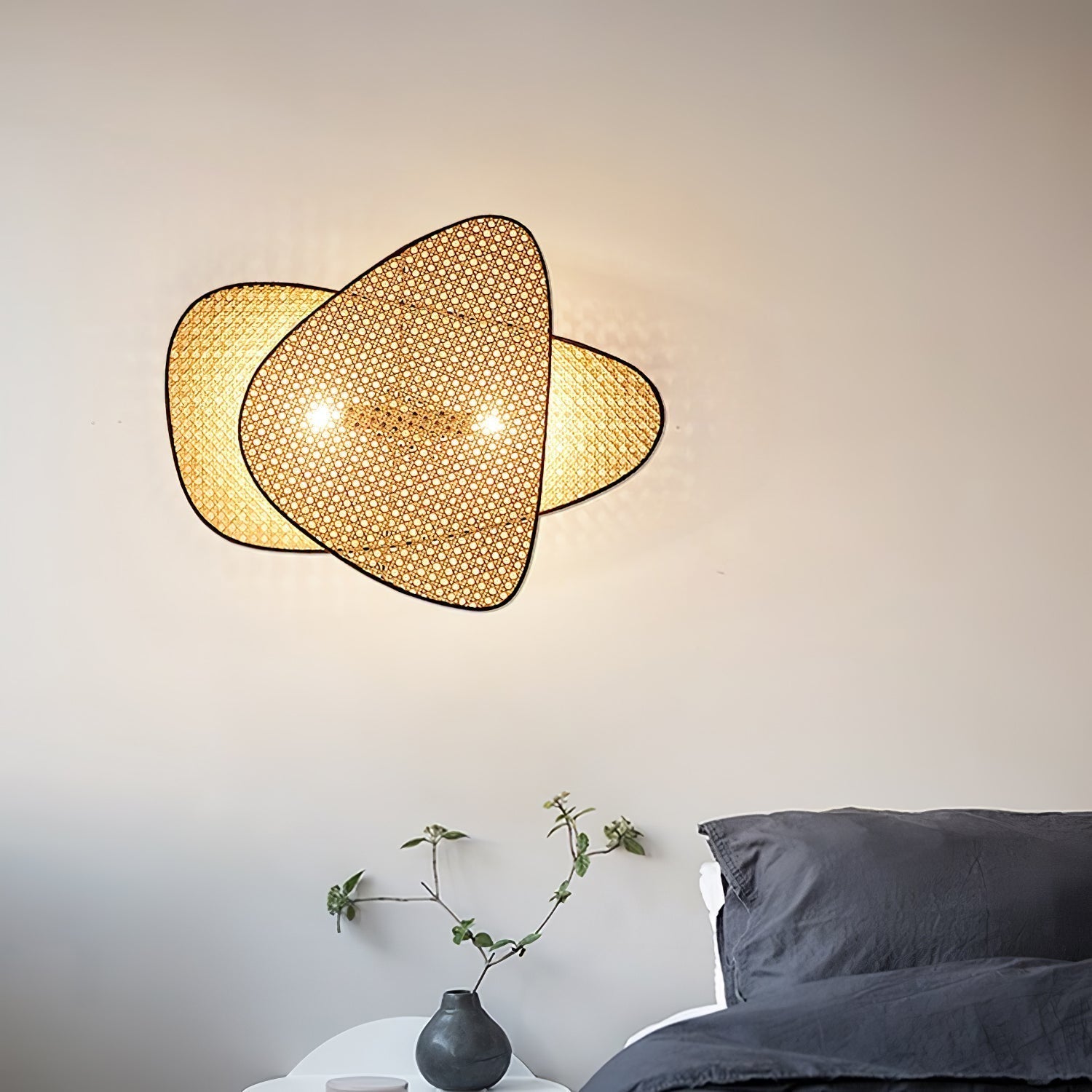 Screen Cannage Wall Light - ∅ 13″ x H 16.5″ Bamboo, Hardwired Wall Sconce, detail 2