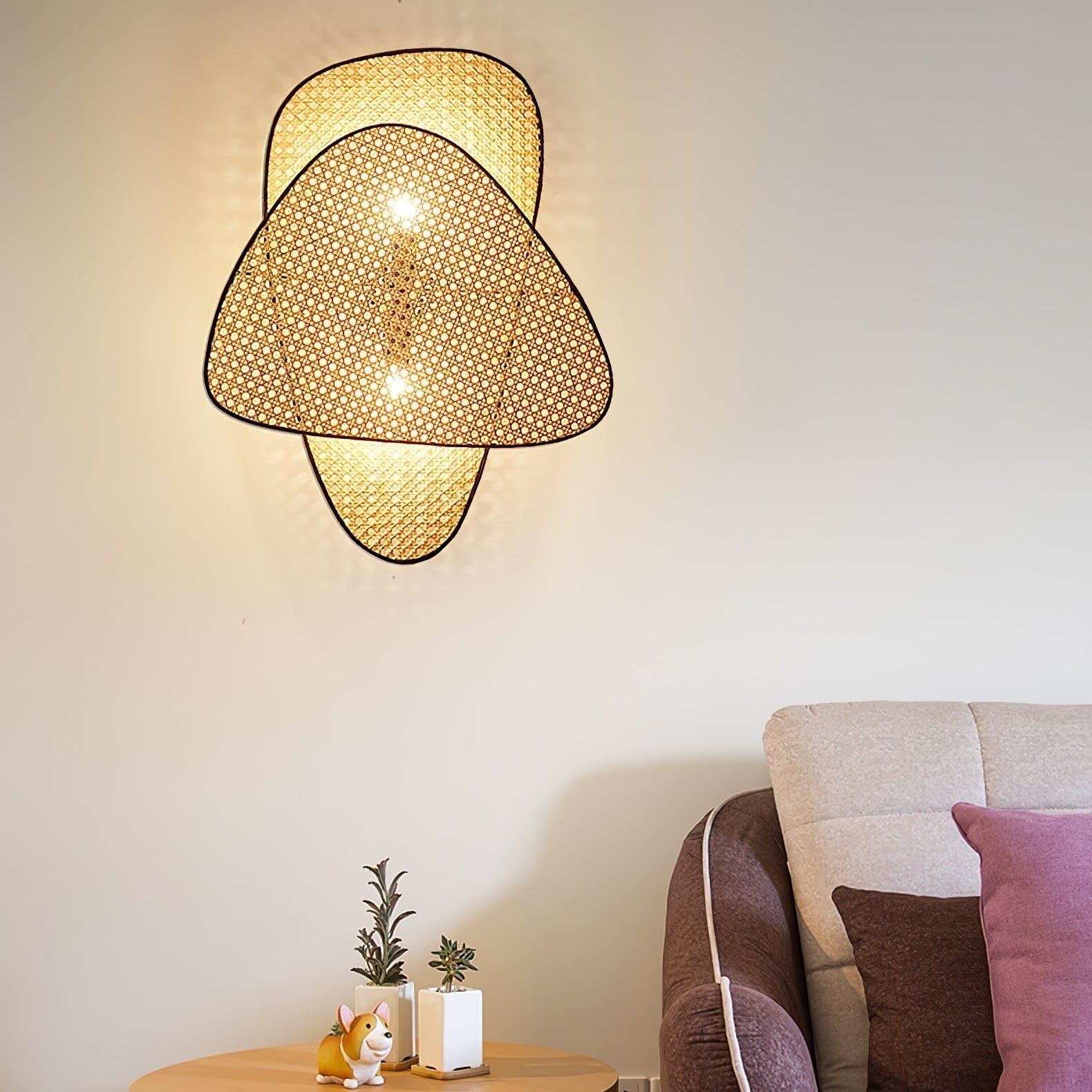 Screen Cannage Wall Light - ∅ 13″ x H 16.5″ Bamboo, Hardwired Wall Sconce, detail 3