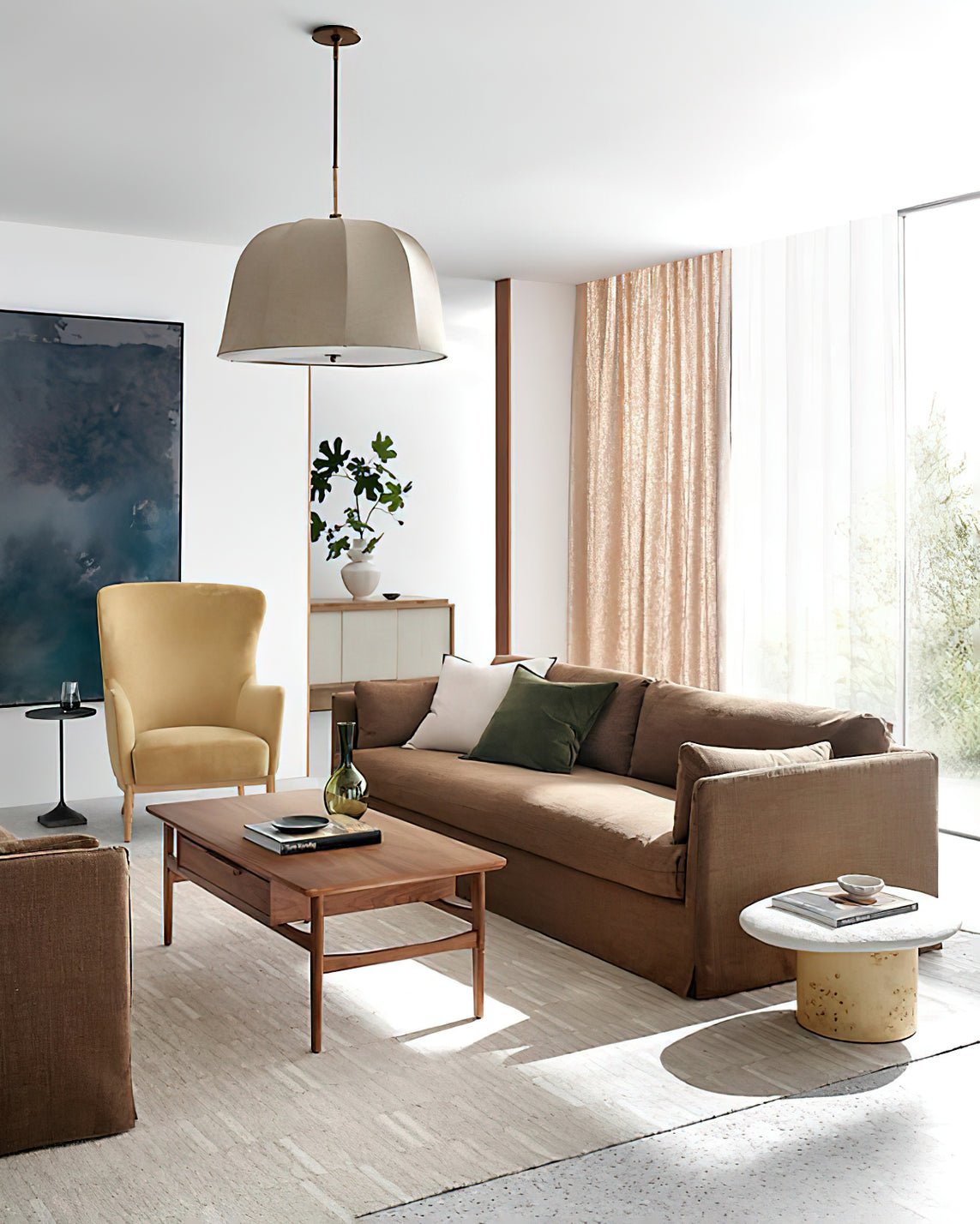 Sienna Linen Hanging Light Pendant Lamp