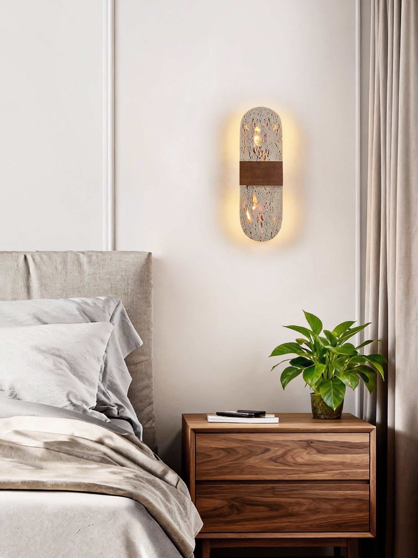 Solis Travertine Wall Light, Hardwired Wall Sconce, detail 10