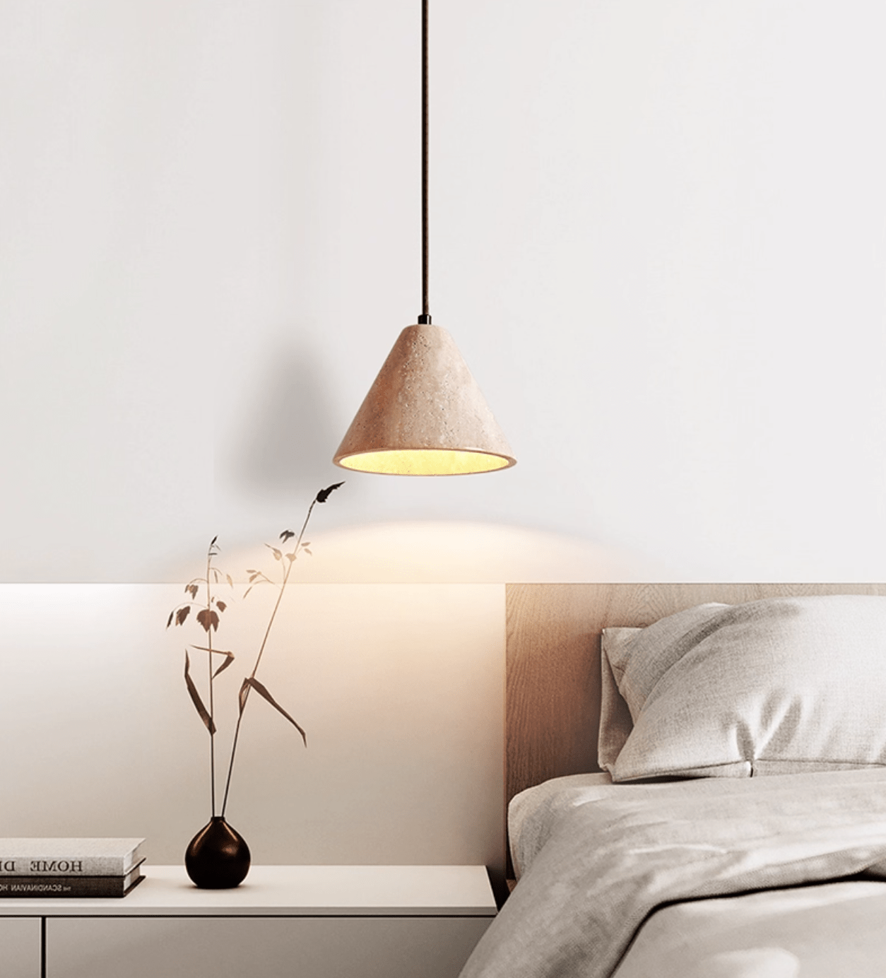 Solis Cone Travertine Pendant Lamp