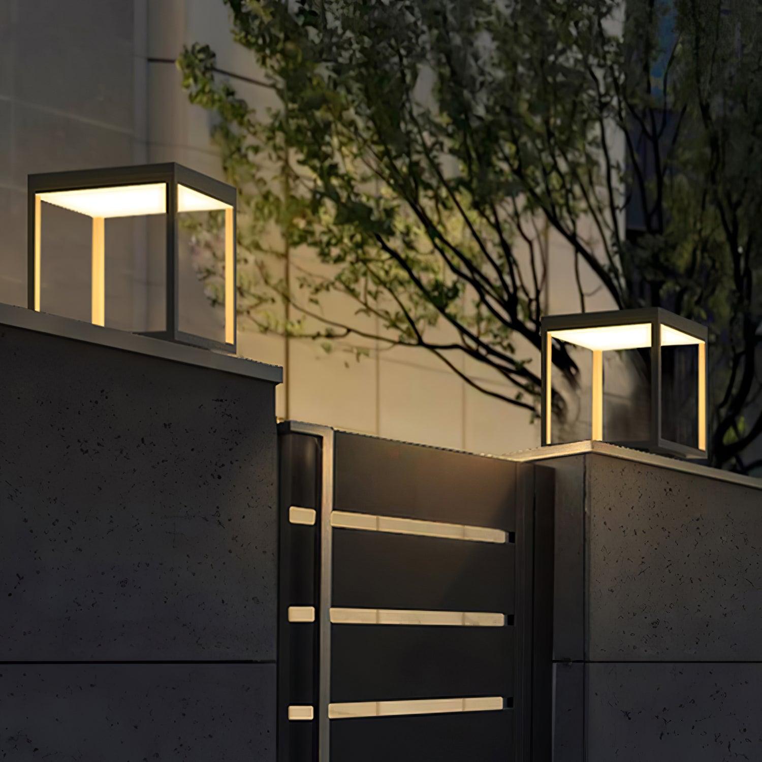 Square Frame Fence Post Garden Light