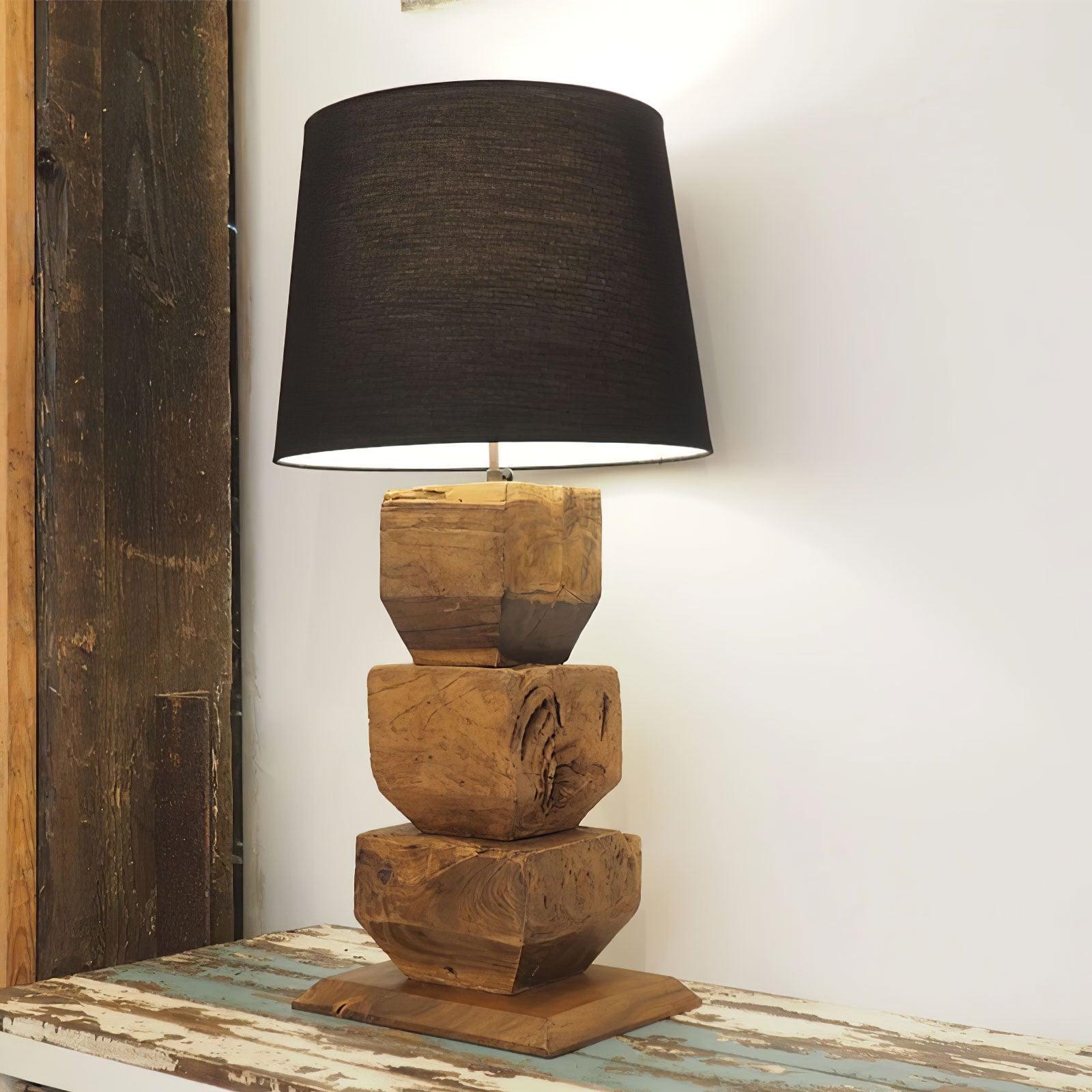 Stacked Wooden Table Lamp 15.7