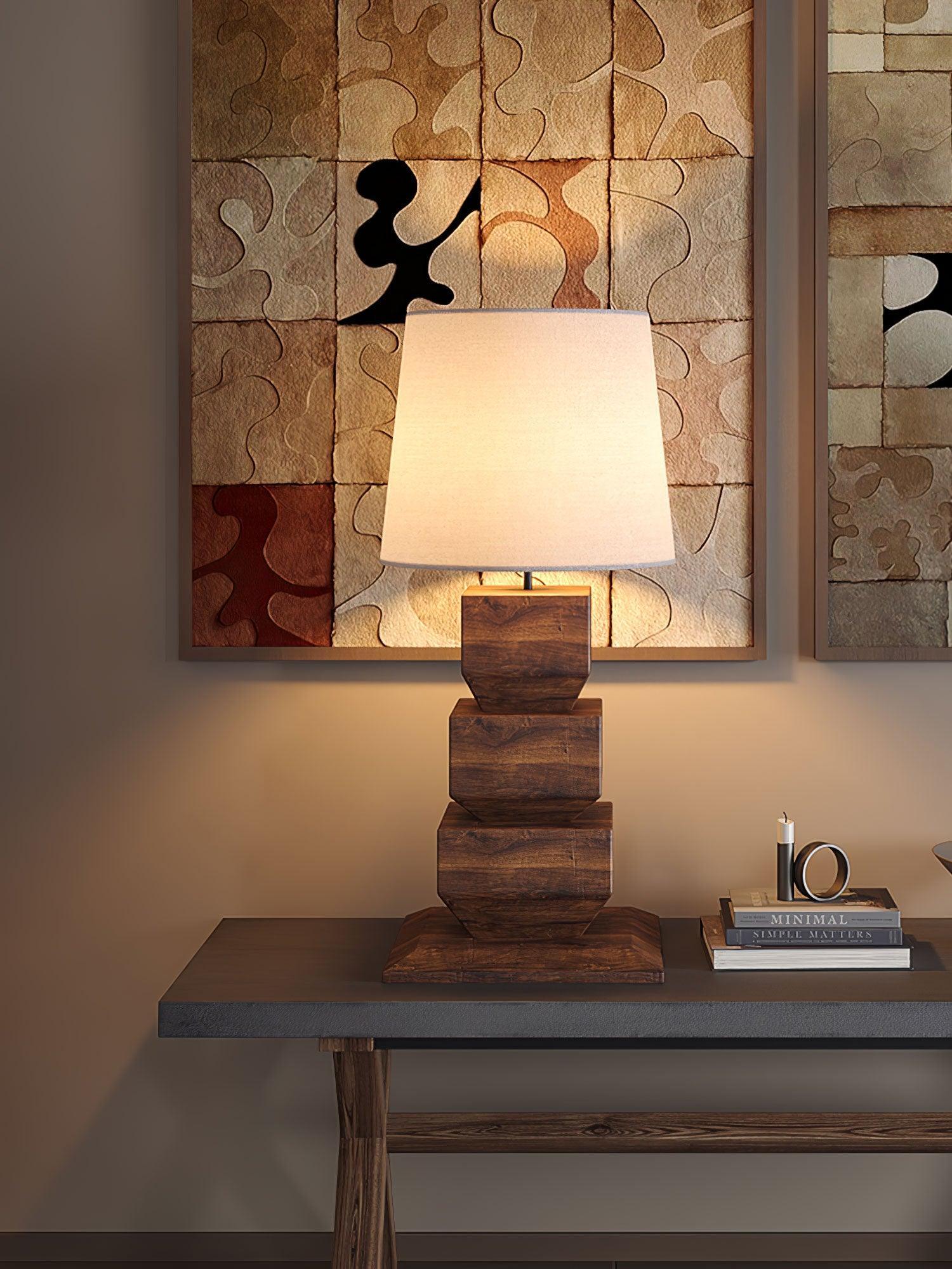 Stacked Wooden Table Lamp 15.7