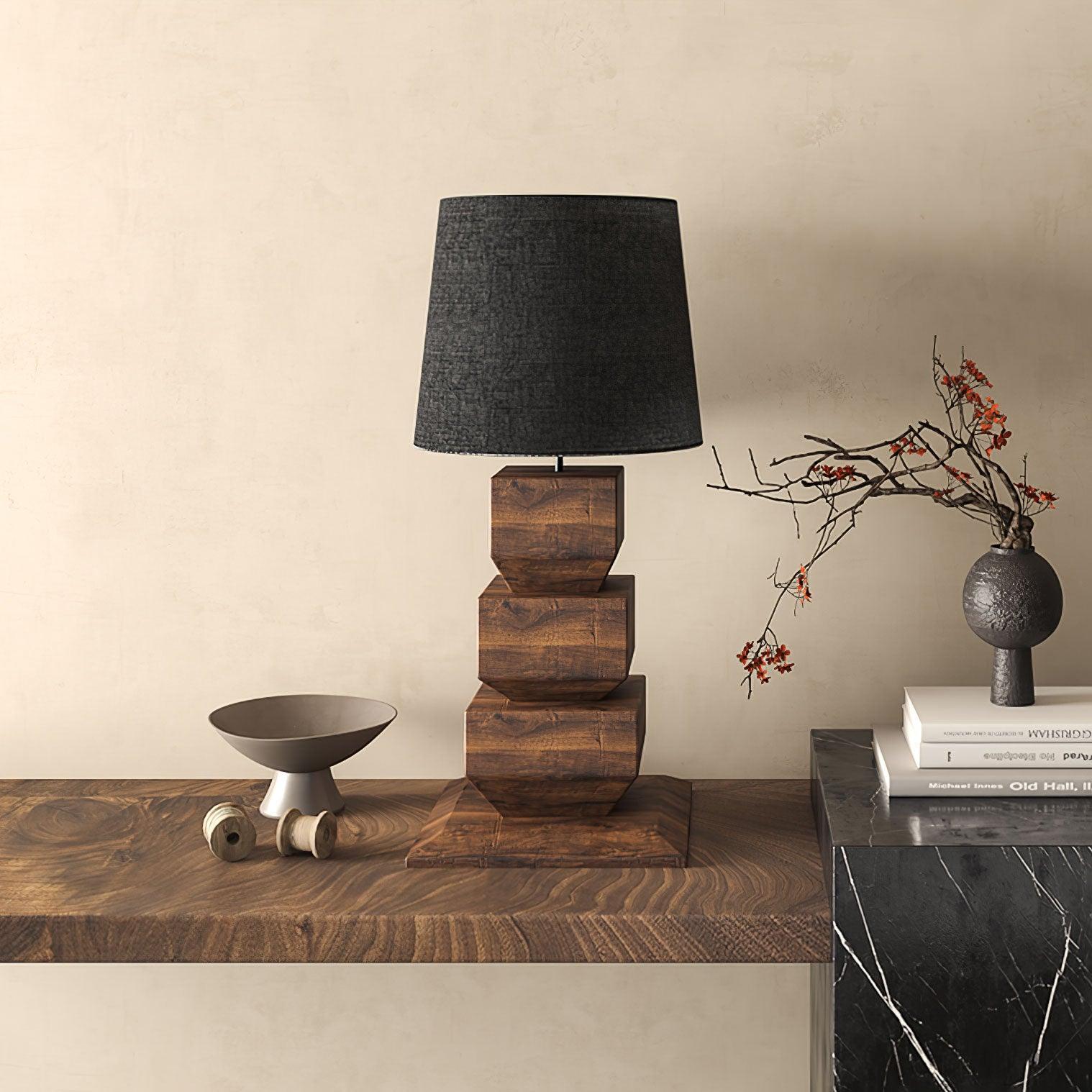 Stacked Wooden Table Lamp 15.7