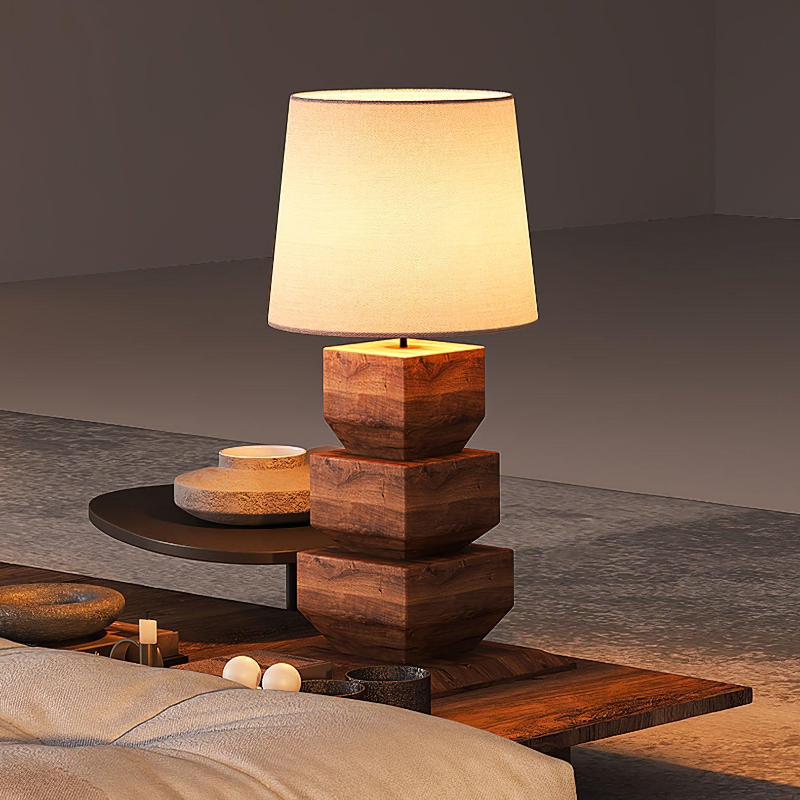 Stacked Wooden Table Lamp 15.7