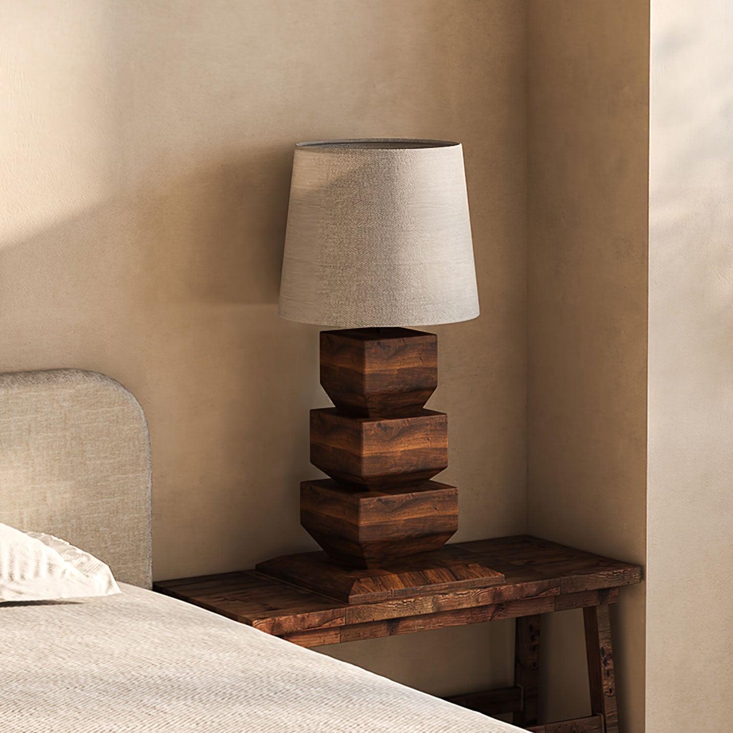 Stacked Wooden Table Lamp 15.7