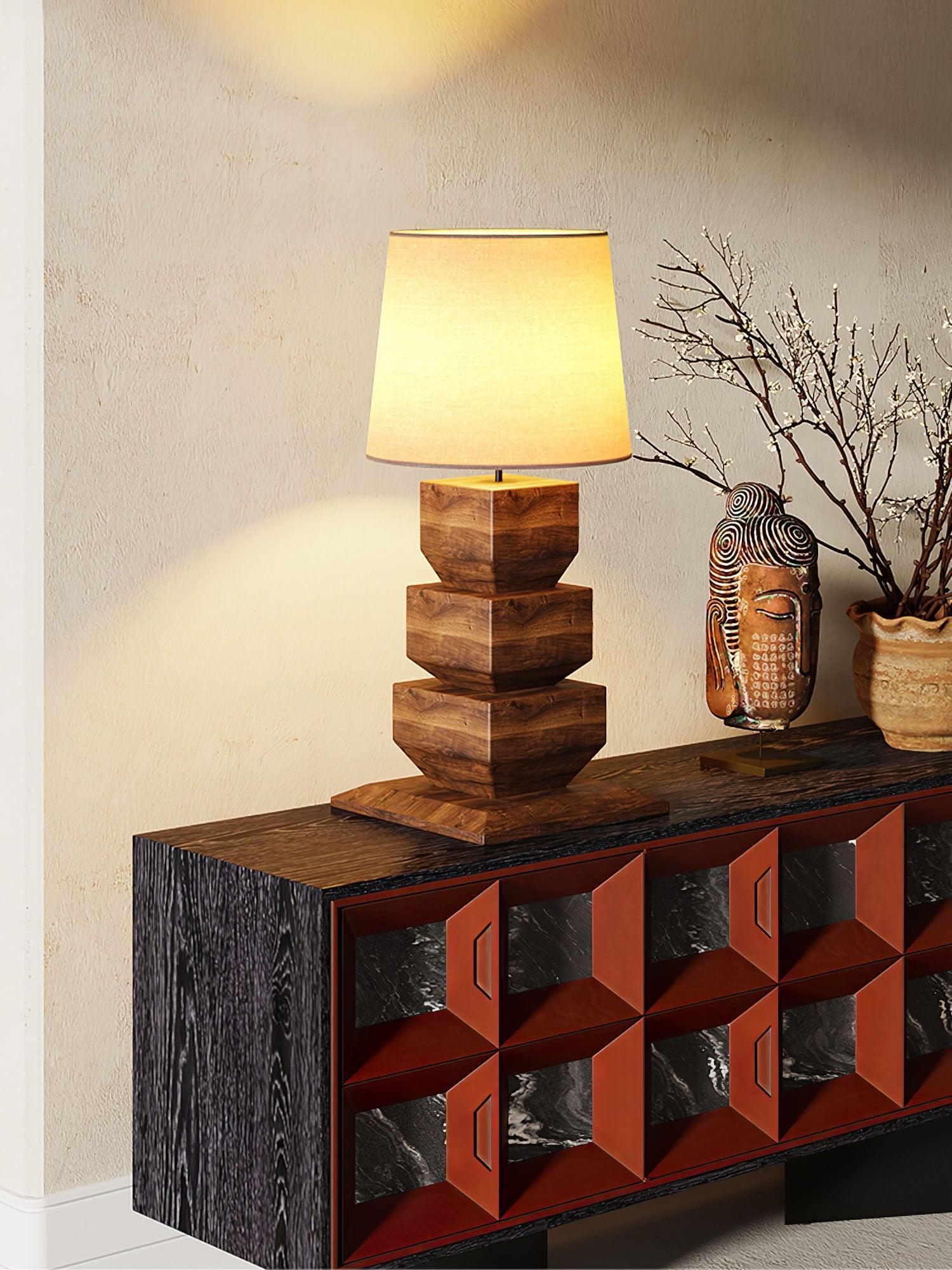 Stacked Wooden Table Lamp 15.7