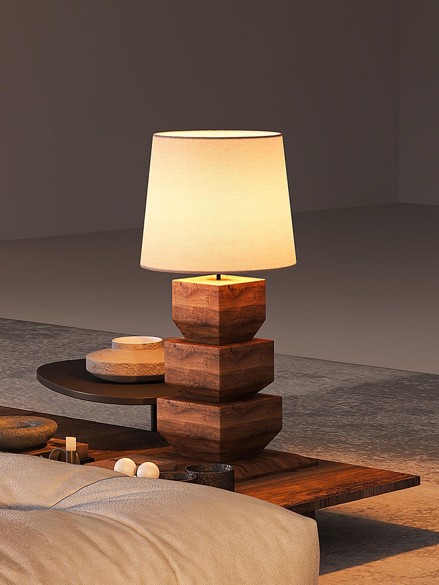 Stacked Wooden Table Lamp 15.7