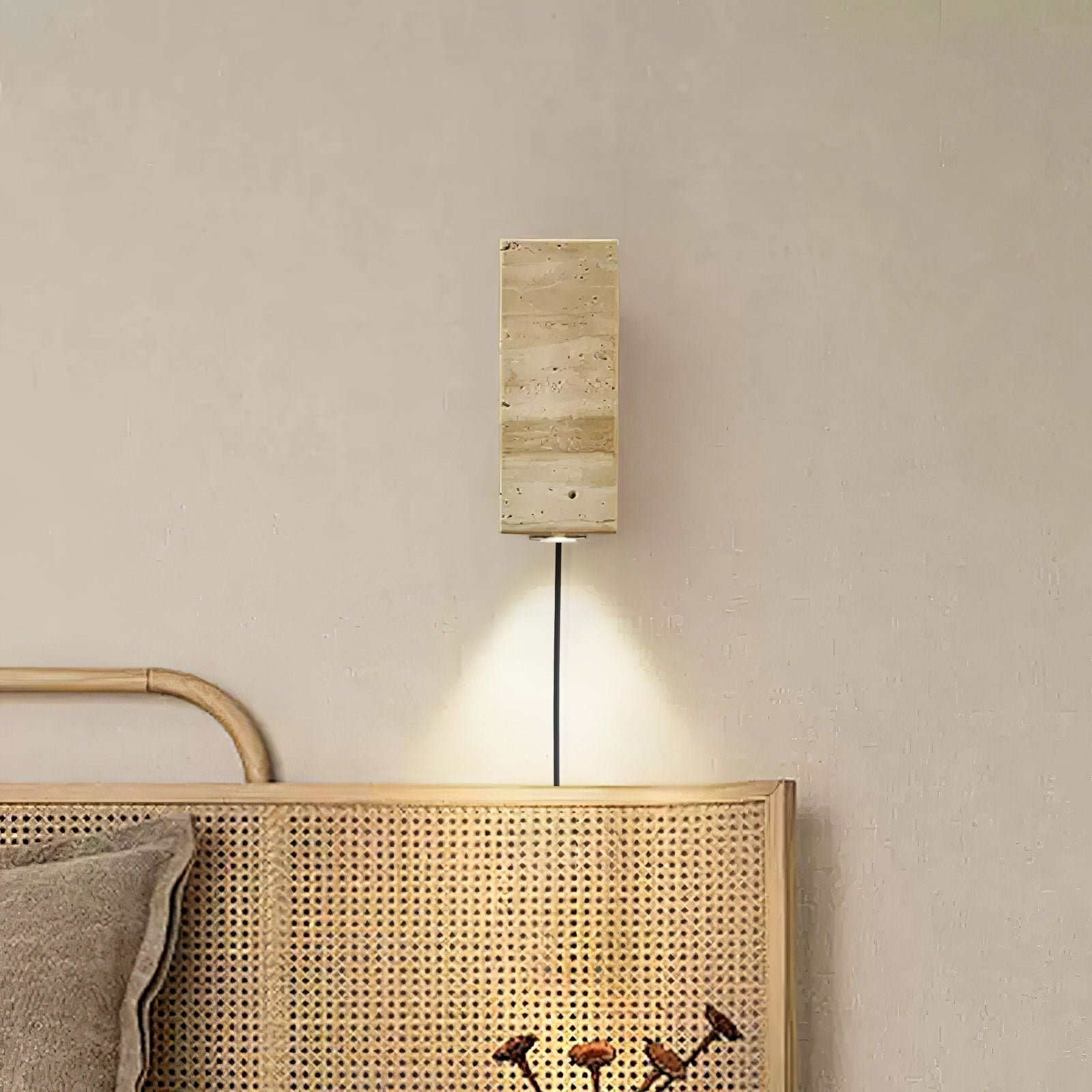 Stone Wood Plug-in Wall Lamp