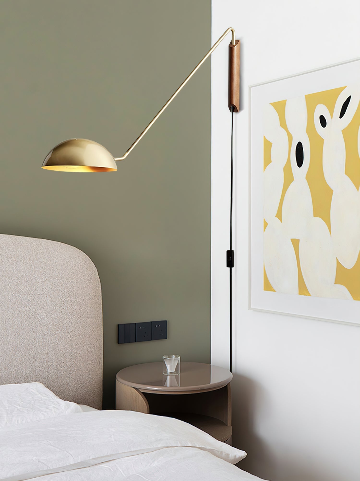 Swing Dome Wall Light Wall Light - W 103cm x H 30cm Wood, Plug-In Wall Sconce, detail 19