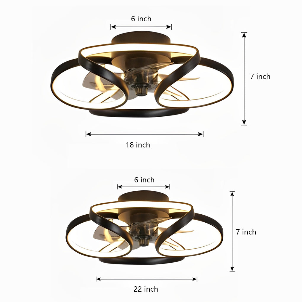 Flower LED Flush Mount Ceiling Fan Lights with Remote