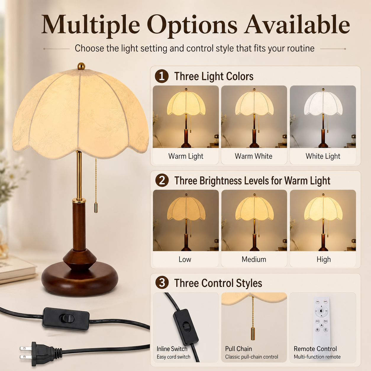 Marielle Vintage Wood Table Lamp