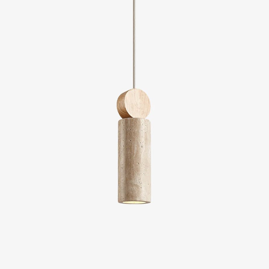 Travertine Cylinder Disc Pendant Light