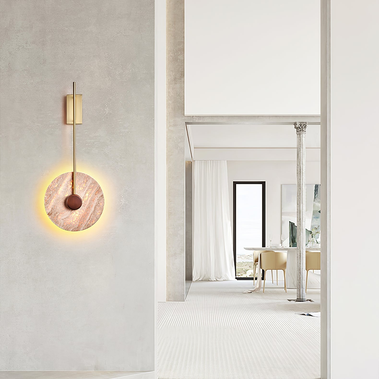 Travertine Disc Wall Lamp 11.8