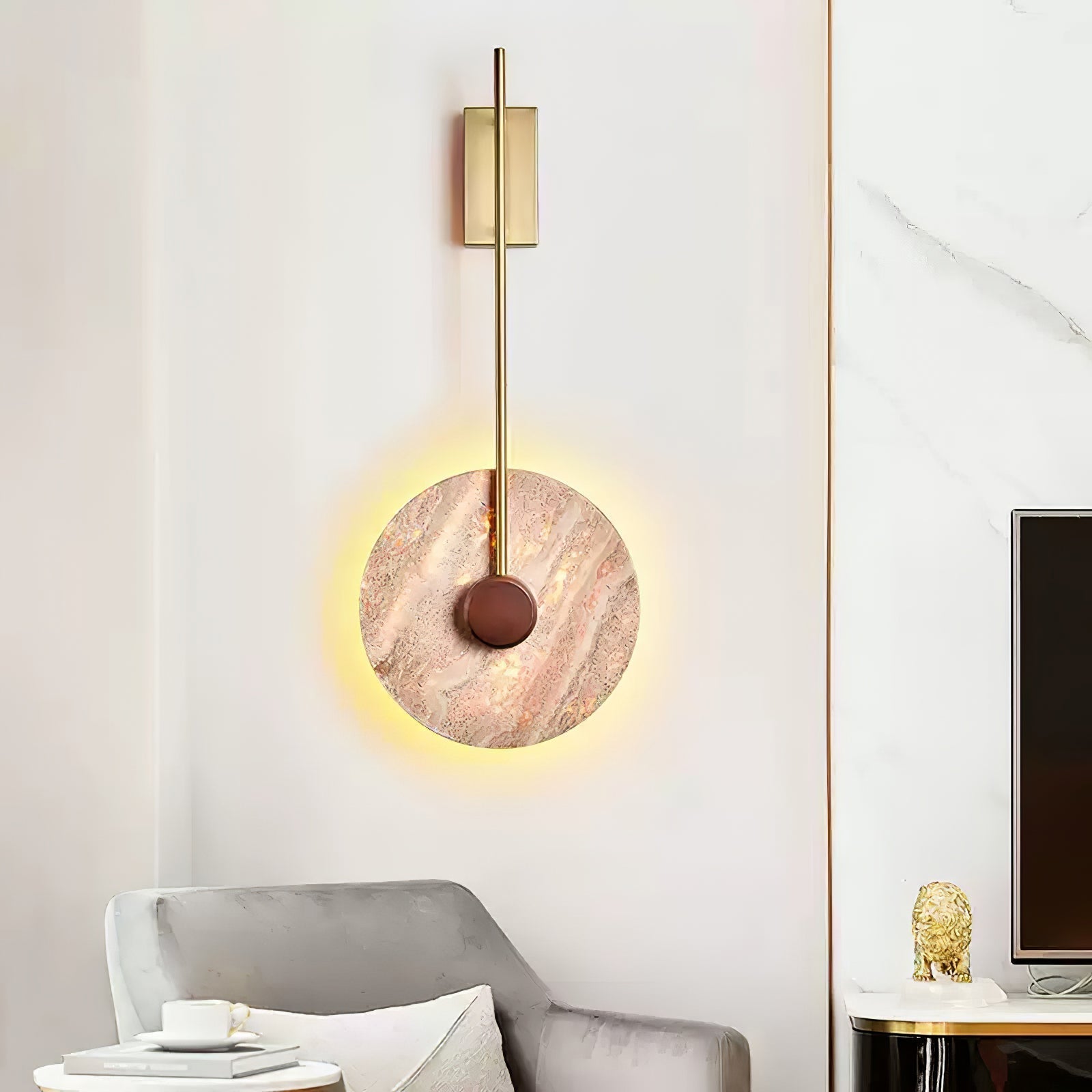 Travertine Disc Wall Lamp 11.8