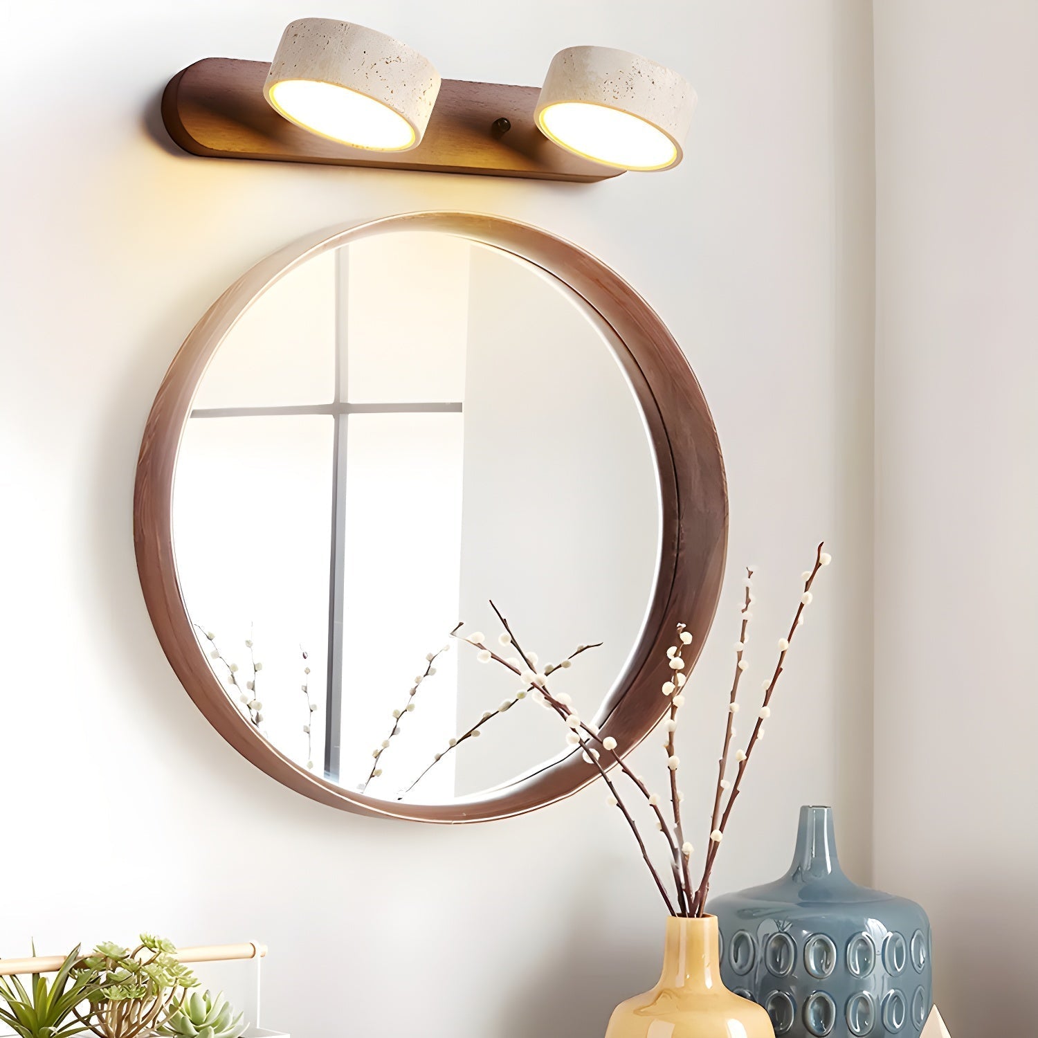 Travertine Duo Rechargeable Wall Light Vanity Light