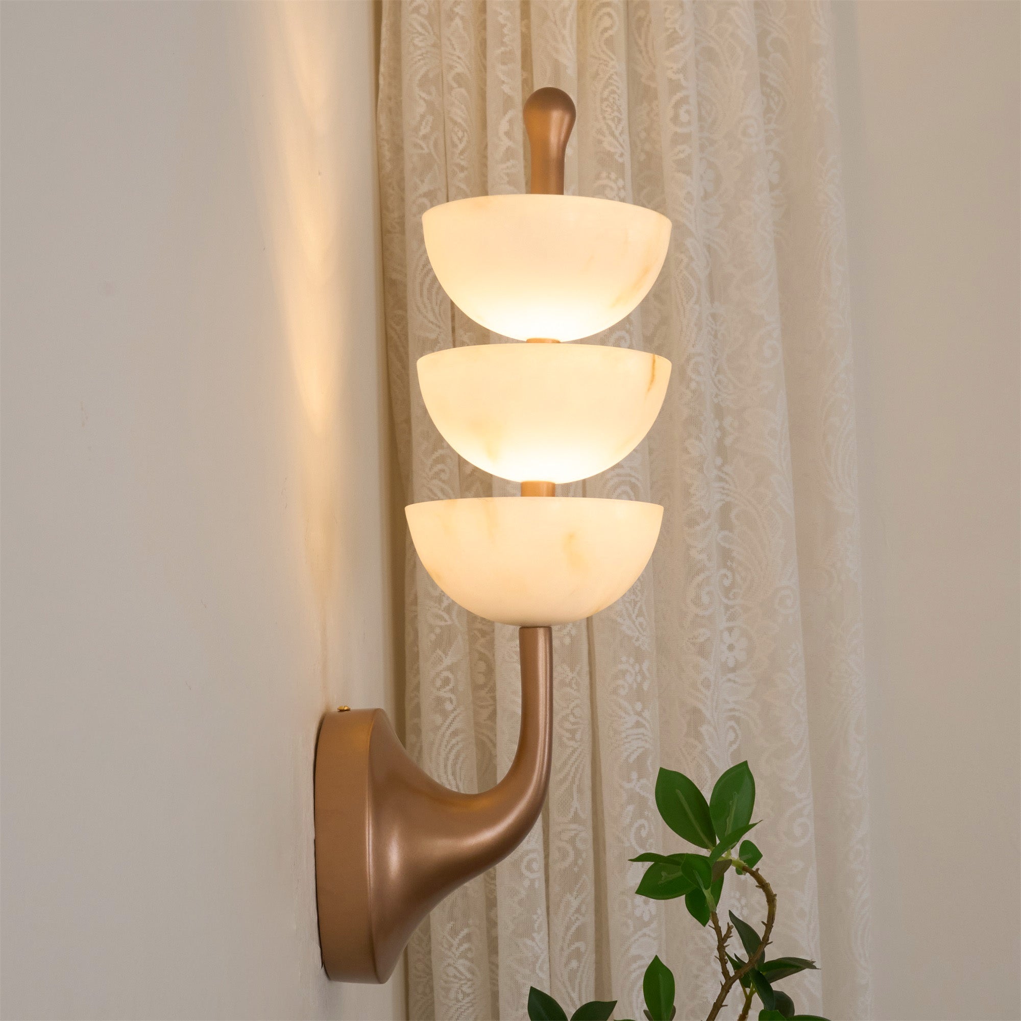 Triple Alabaster Wall Sconce 5.9