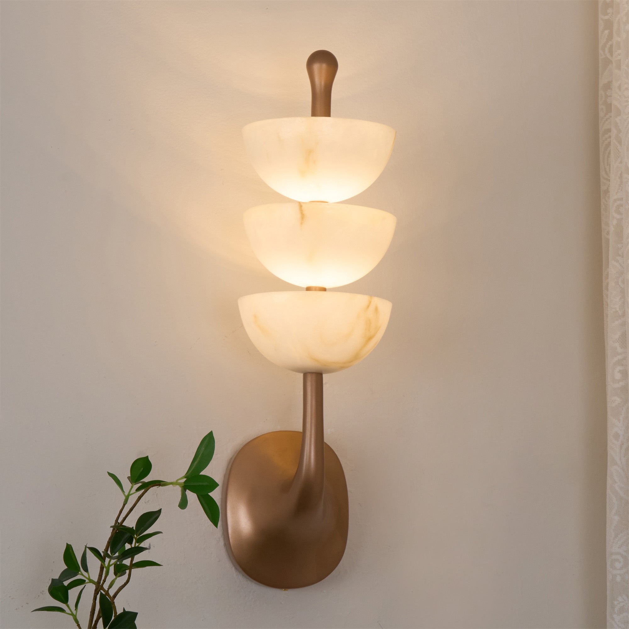 Triple Alabaster Wall Sconce 5.9