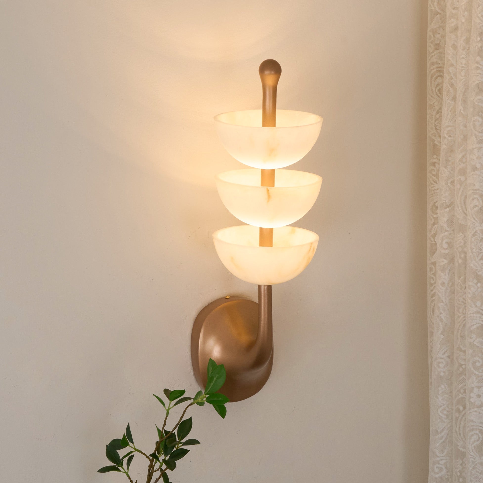 Triple Alabaster Wall Sconce 5.9