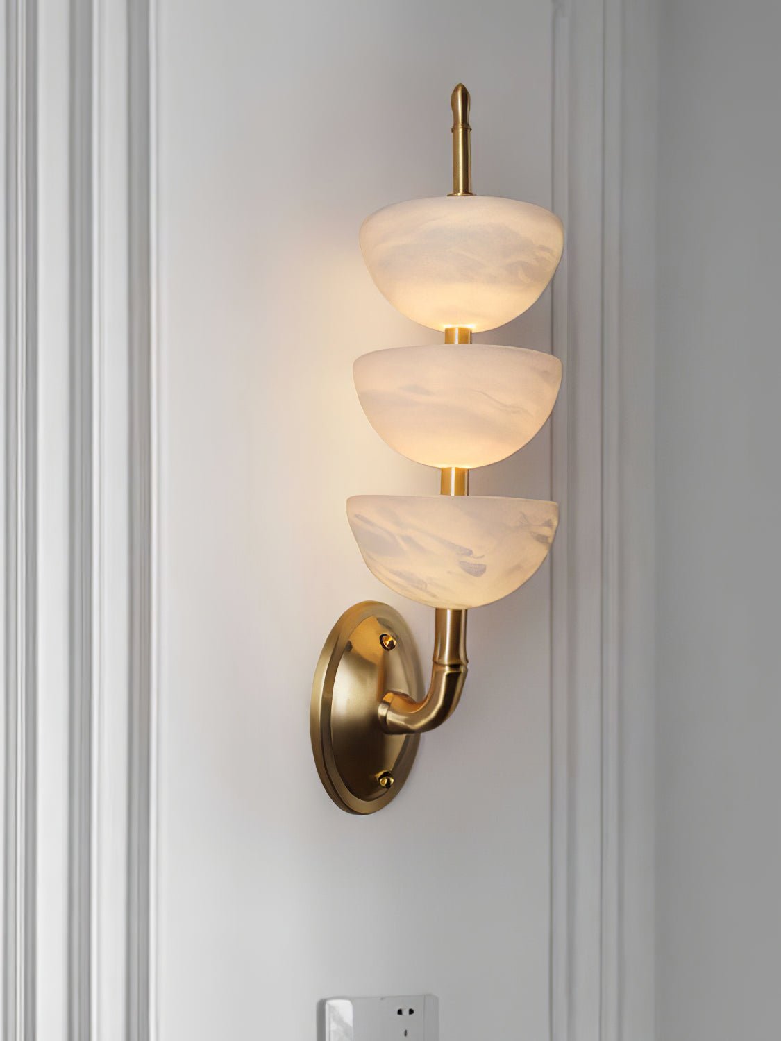 Triple Alabaster Sconce Wall Light, Hardwired Wall Sconce, detail 11