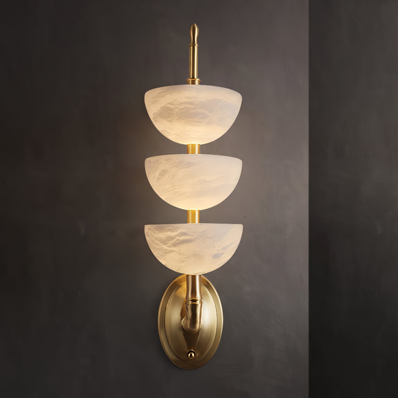 Triple Alabaster Sconce Wall Light, Hardwired Wall Sconce, detail 13