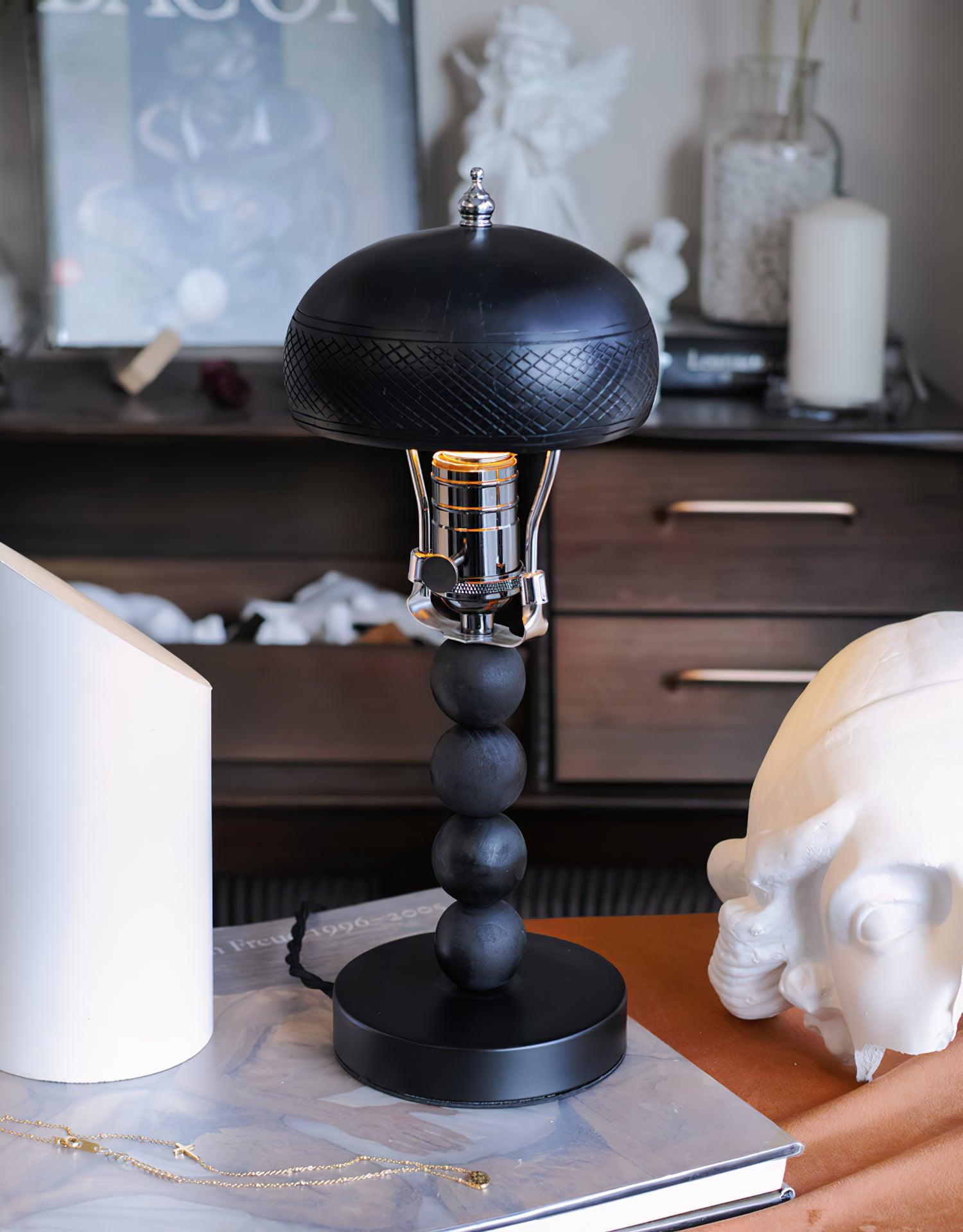 Turned Wood Candlestick Shaped Table Lamp 4.7