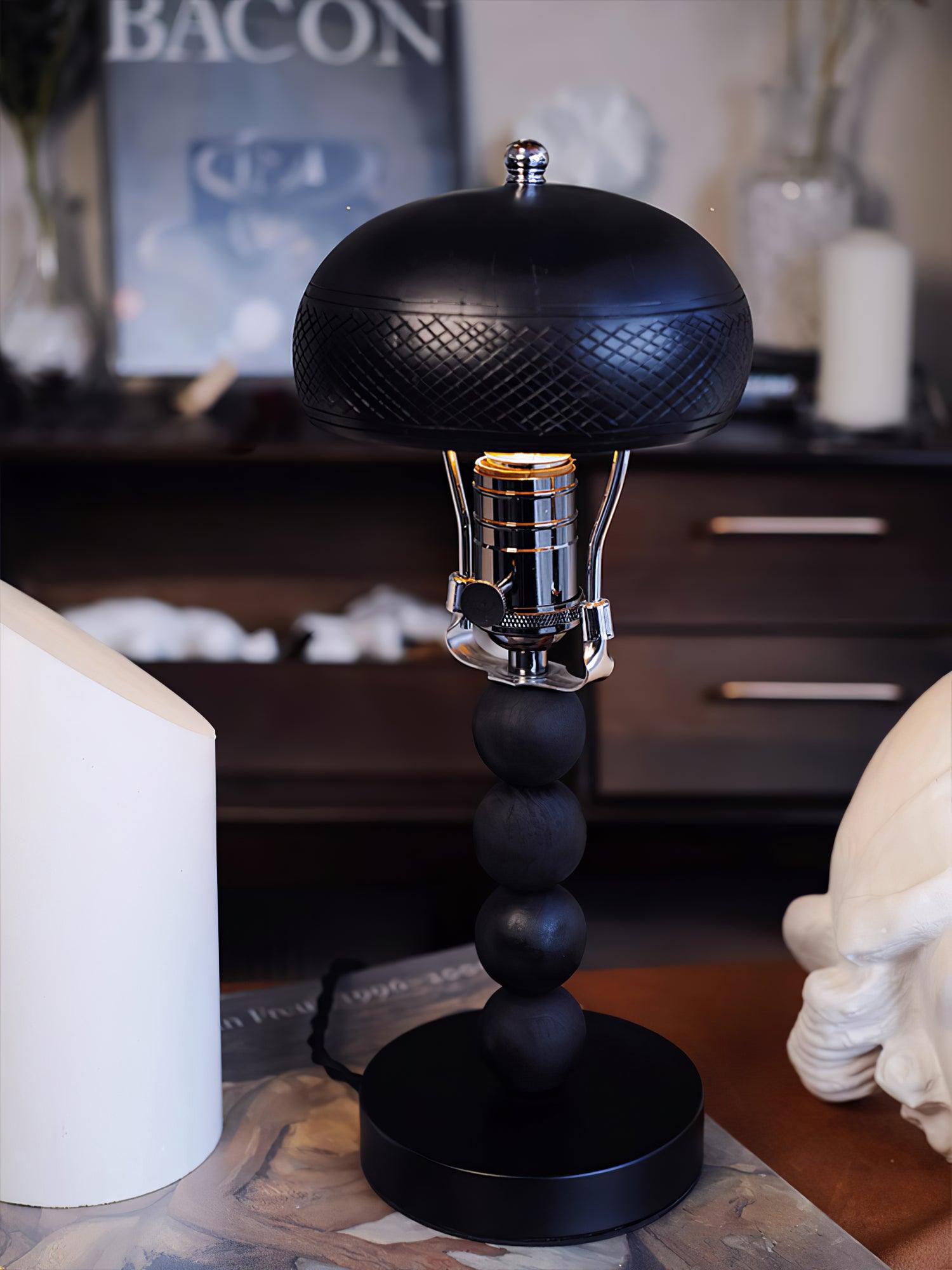Turned Wood Candlestick Shaped Table Lamp 4.7