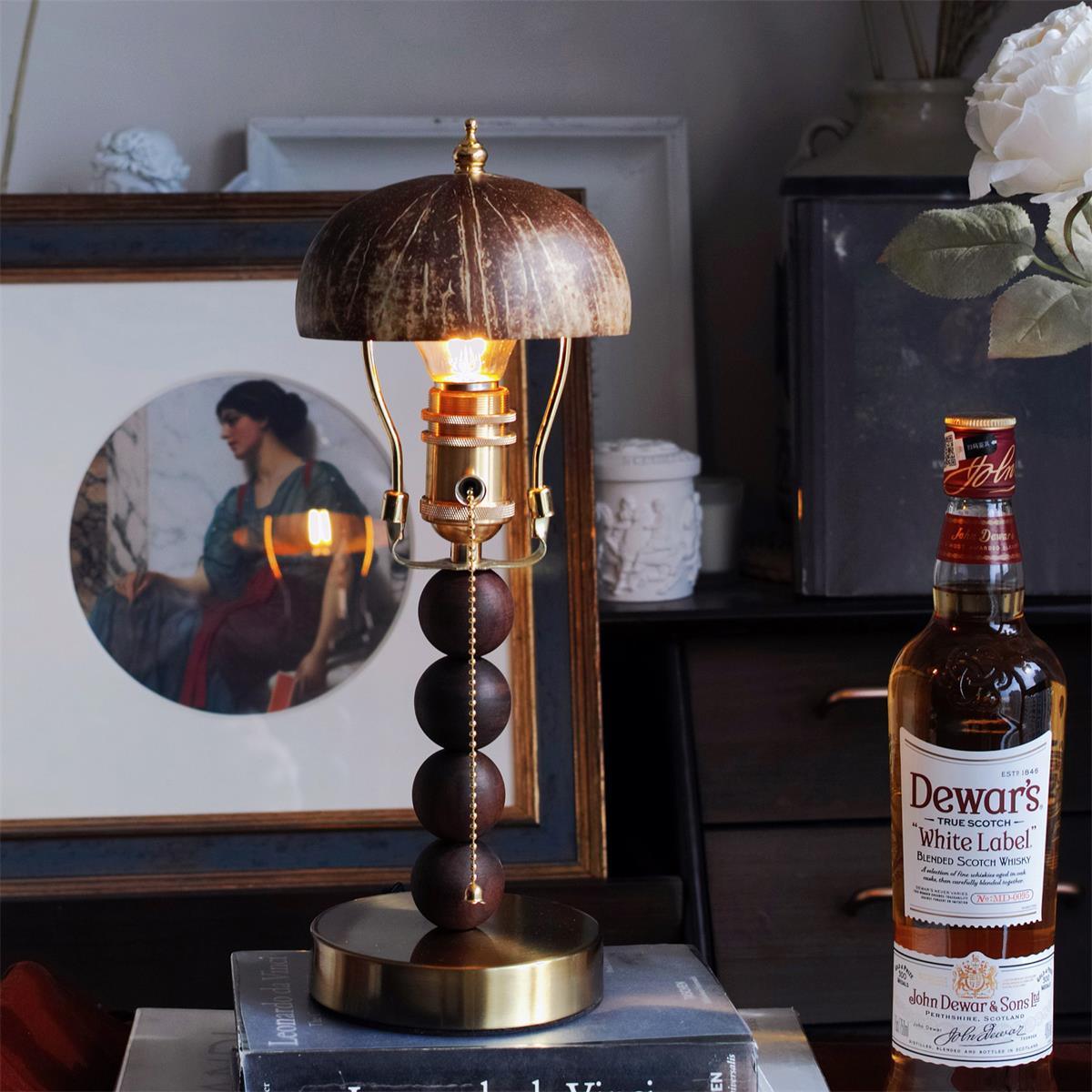 Turned Wood Candlestick Shaped Table Lamp 4.7