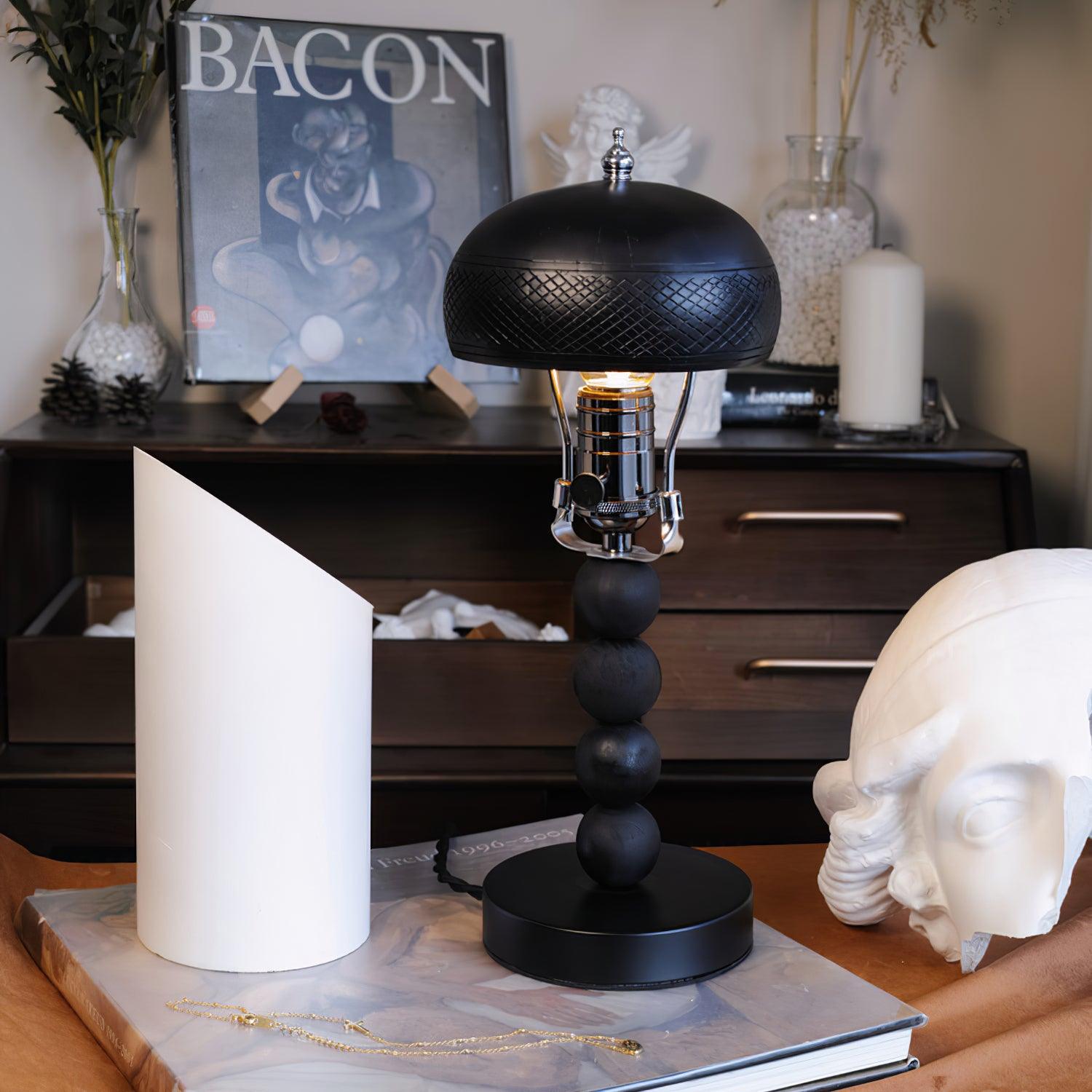 Turned Wood Candlestick Shaped Table Lamp 4.7