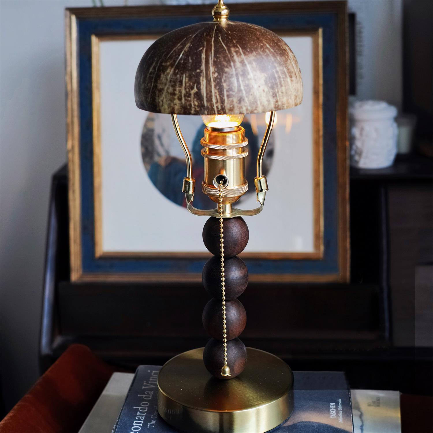 Turned Wood Candlestick Shaped Table Lamp 4.7
