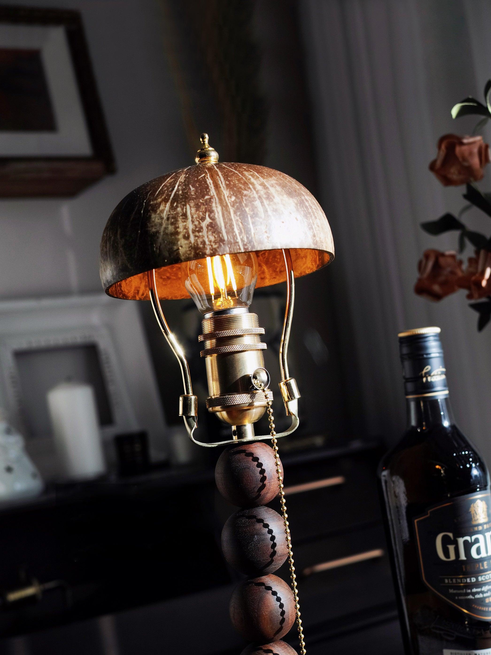 Turned Wood Candlestick Shaped Table Lamp 4.7