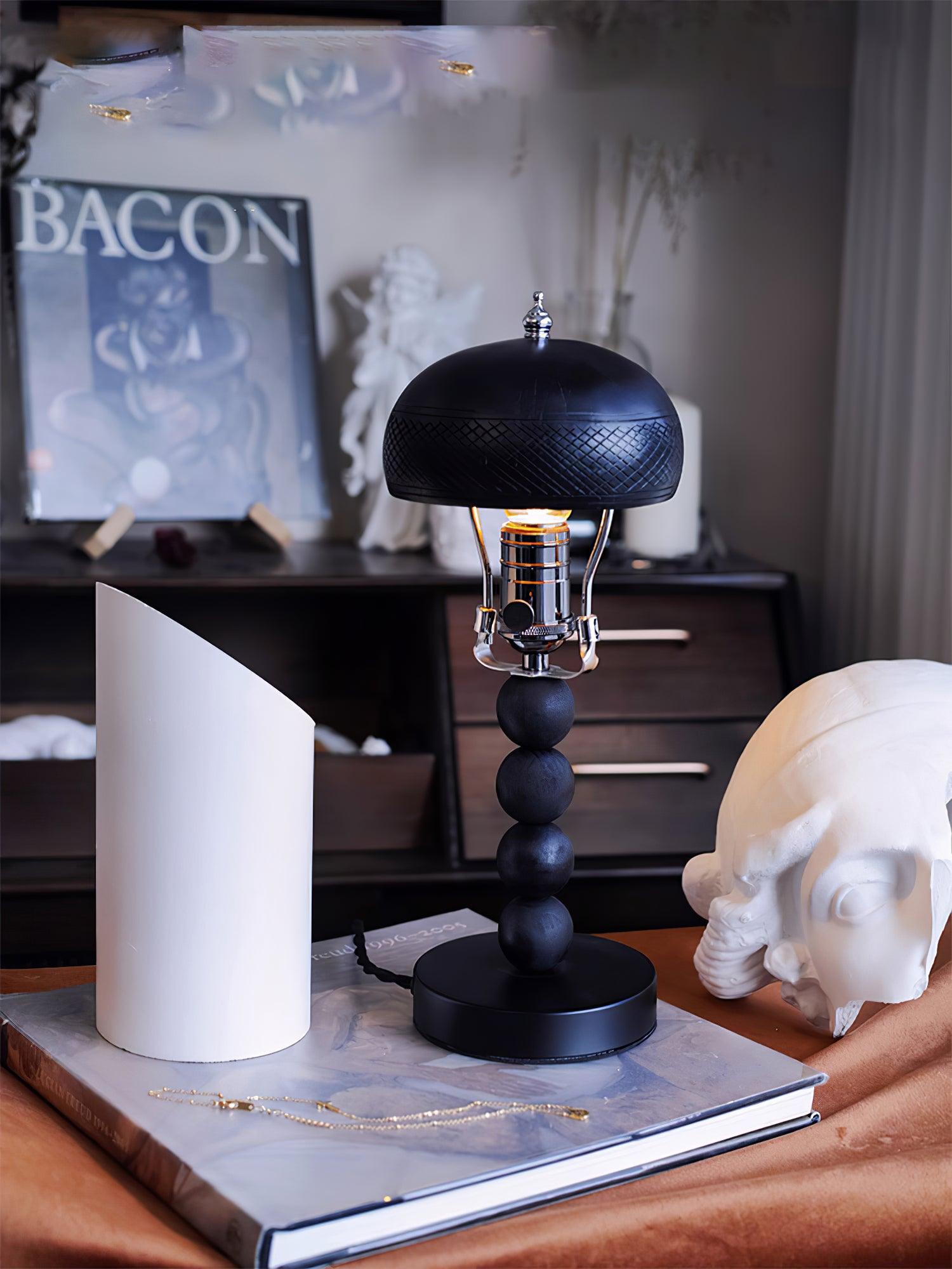 Turned Wood Candlestick Shaped Table Lamp 4.7