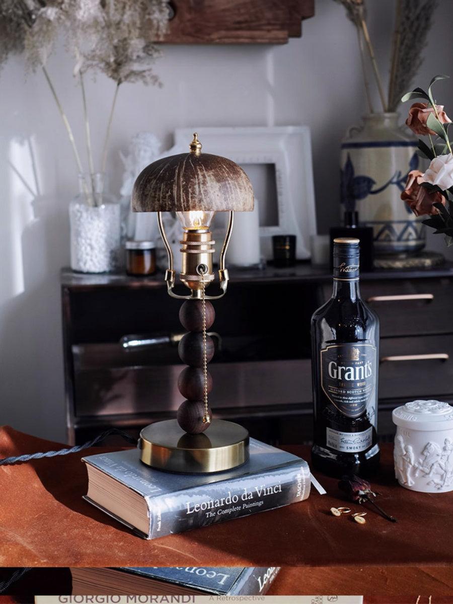 Turned Wood Candlestick Shaped Table Lamp 4.7